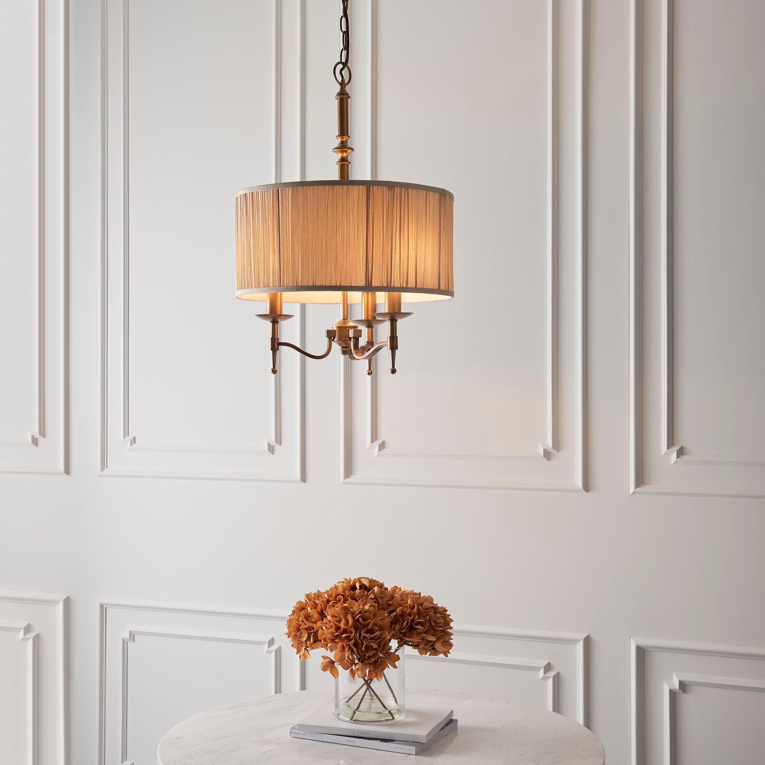 Interiors 1900 Stanford Antique Brass Finish 3 Light Pendant-Ceiling Pendant Lights-Interiors 1900-9-Tiffany Lighting Direct