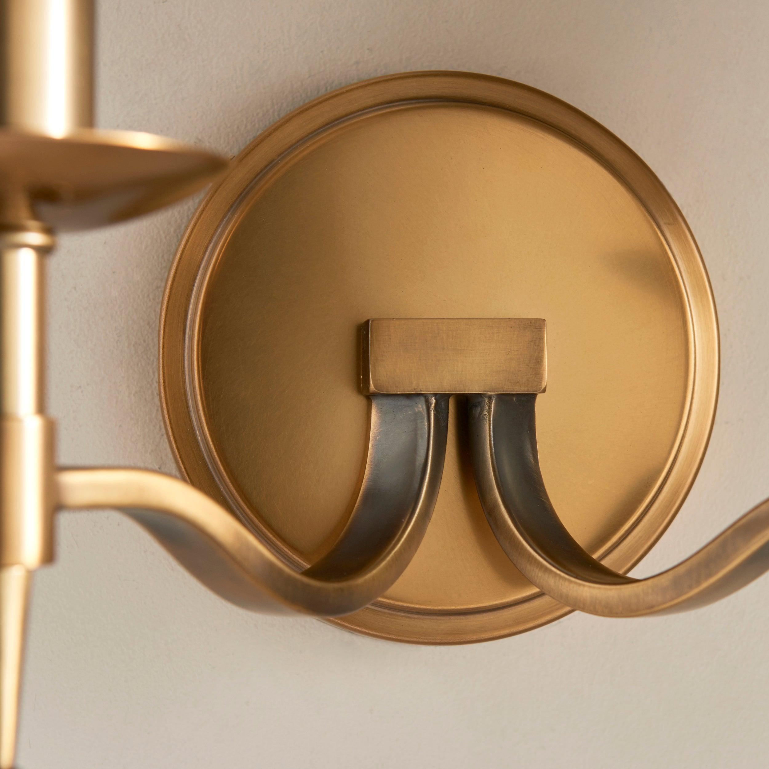 stanford brass double wall light Bedroom Lighting lit image