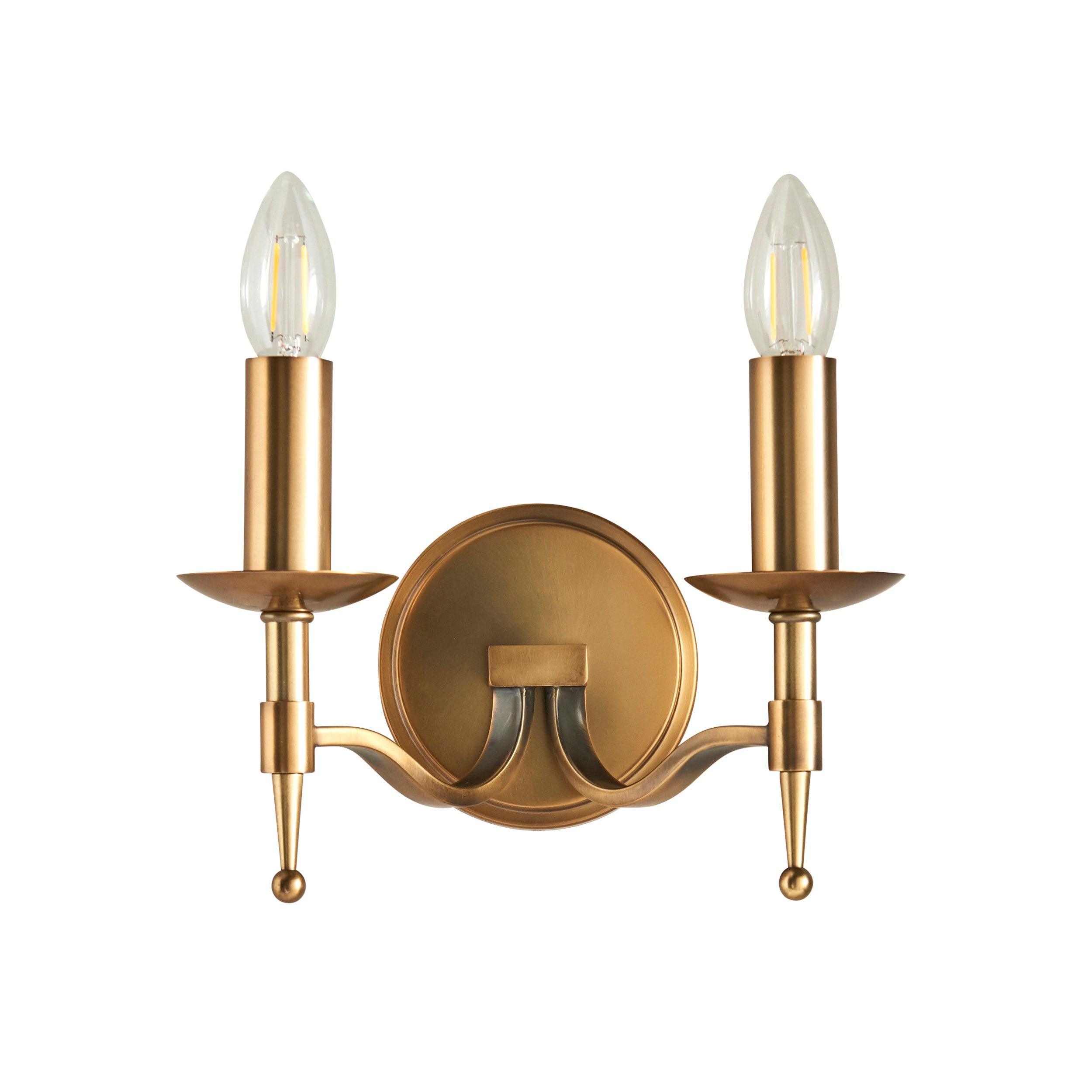 Stanford Antique Brass Finish Double Wall Light - Open Box-100326