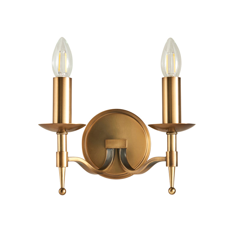 Stanford Antique Brass Finish Double Wall Light