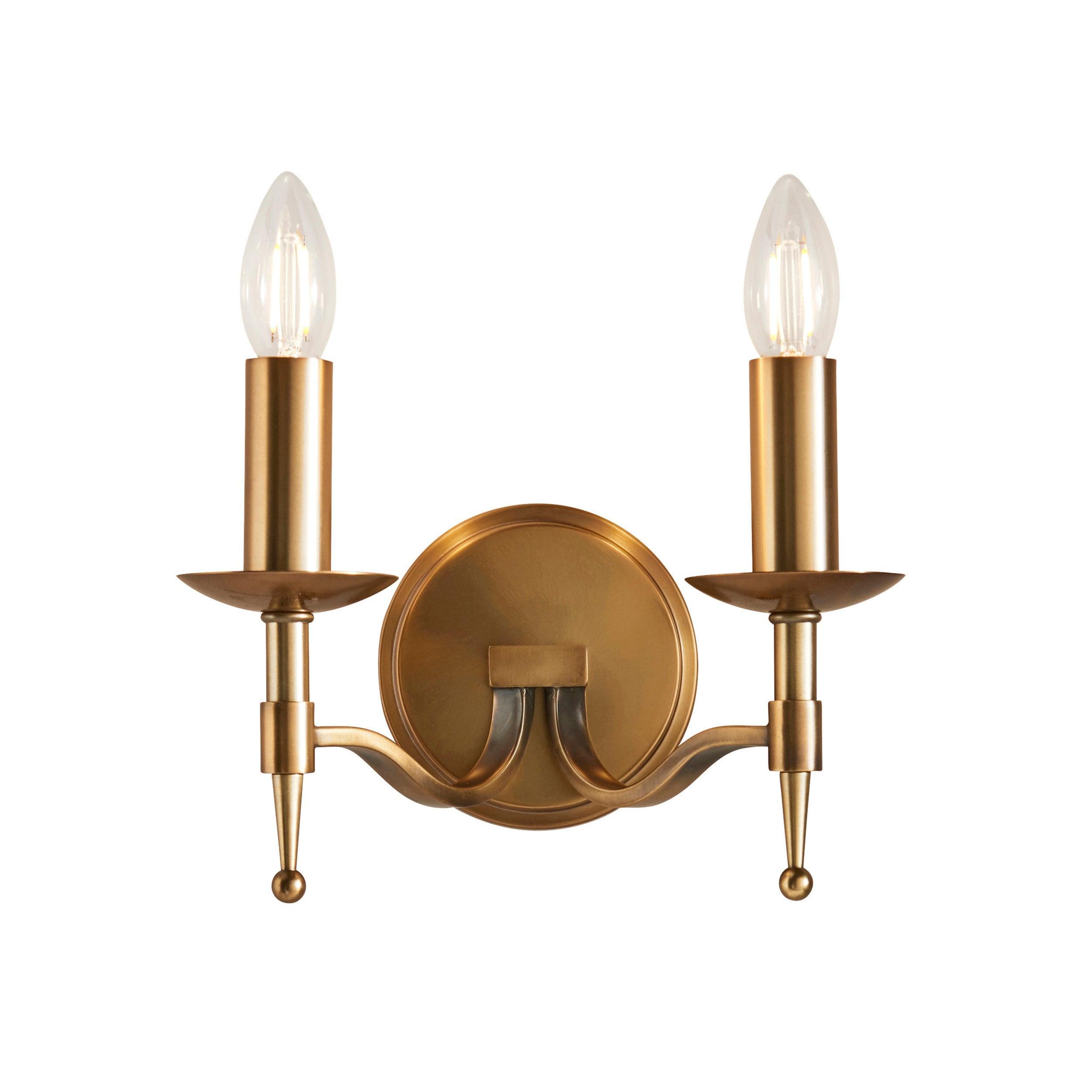 Stanford Antique Brass Finish Double Wall Light - Open Box-100326