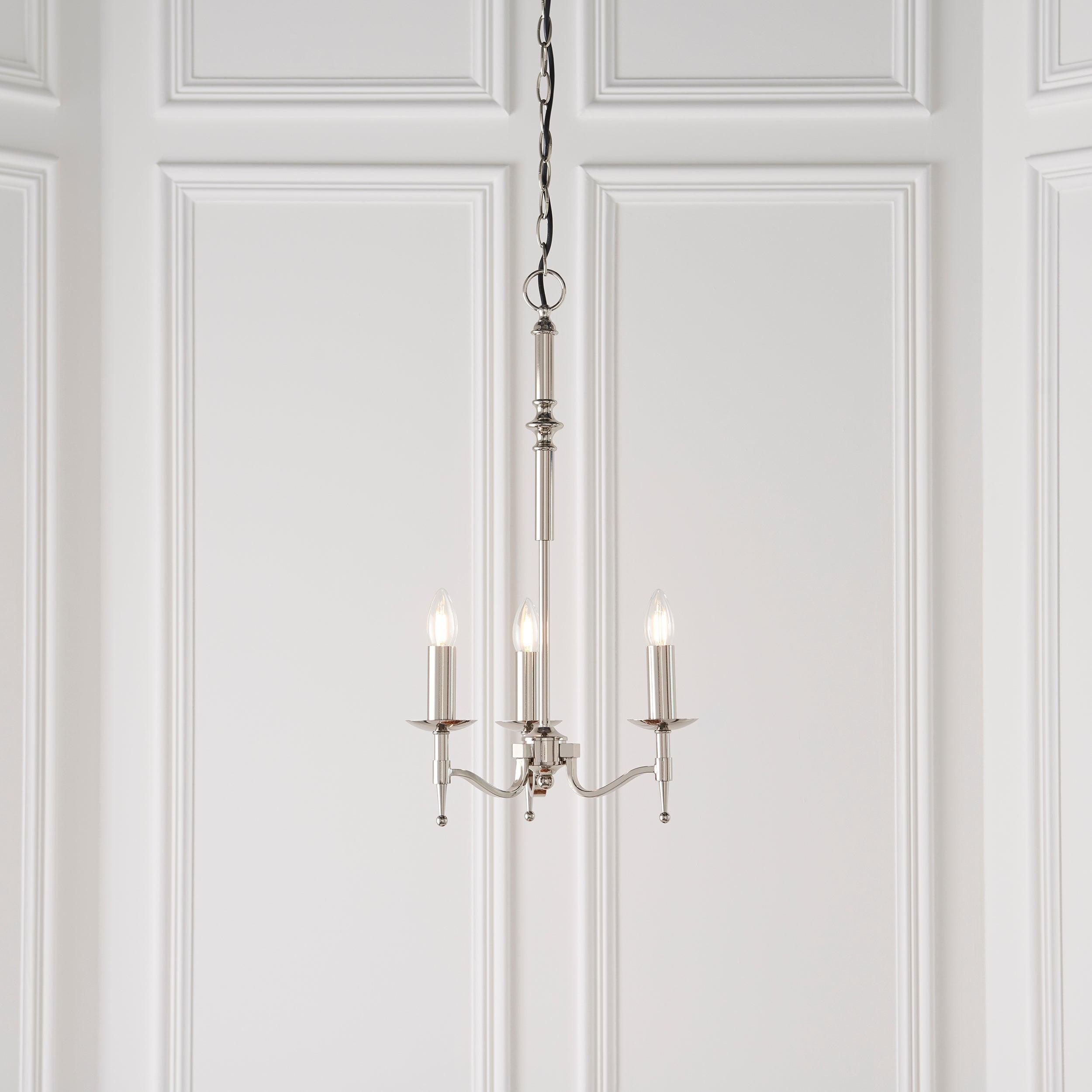 Stanford Polished Nickel Finish 3 Light Pendant-Ceiling Pendant Lights-Interiors 1900-10-Tiffany Lighting Direct