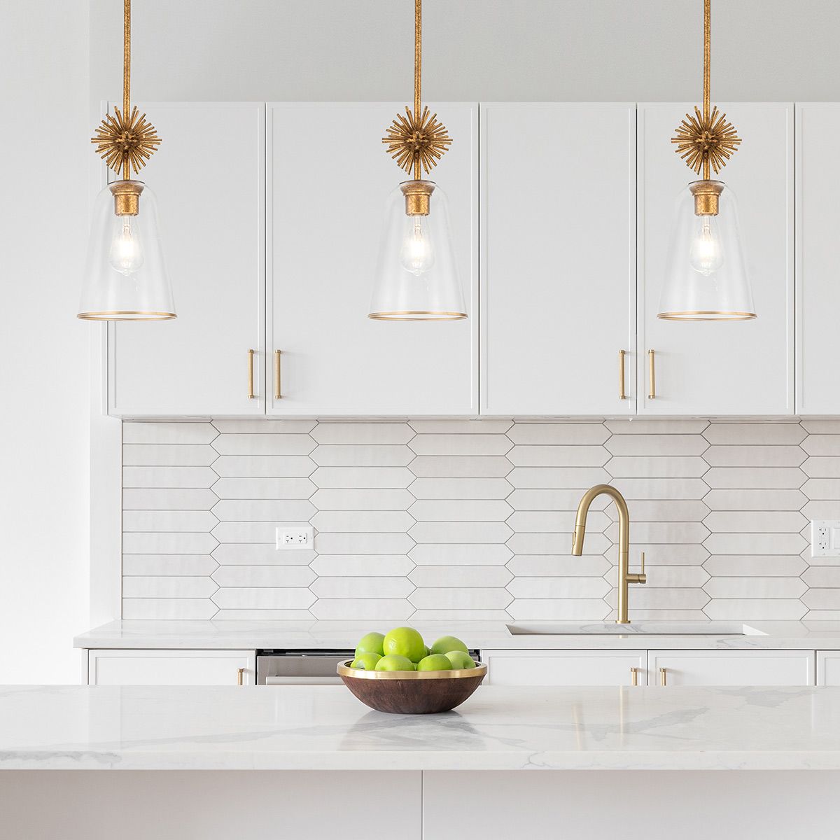 Elstead Staring Gold Pendant with Clear Glass