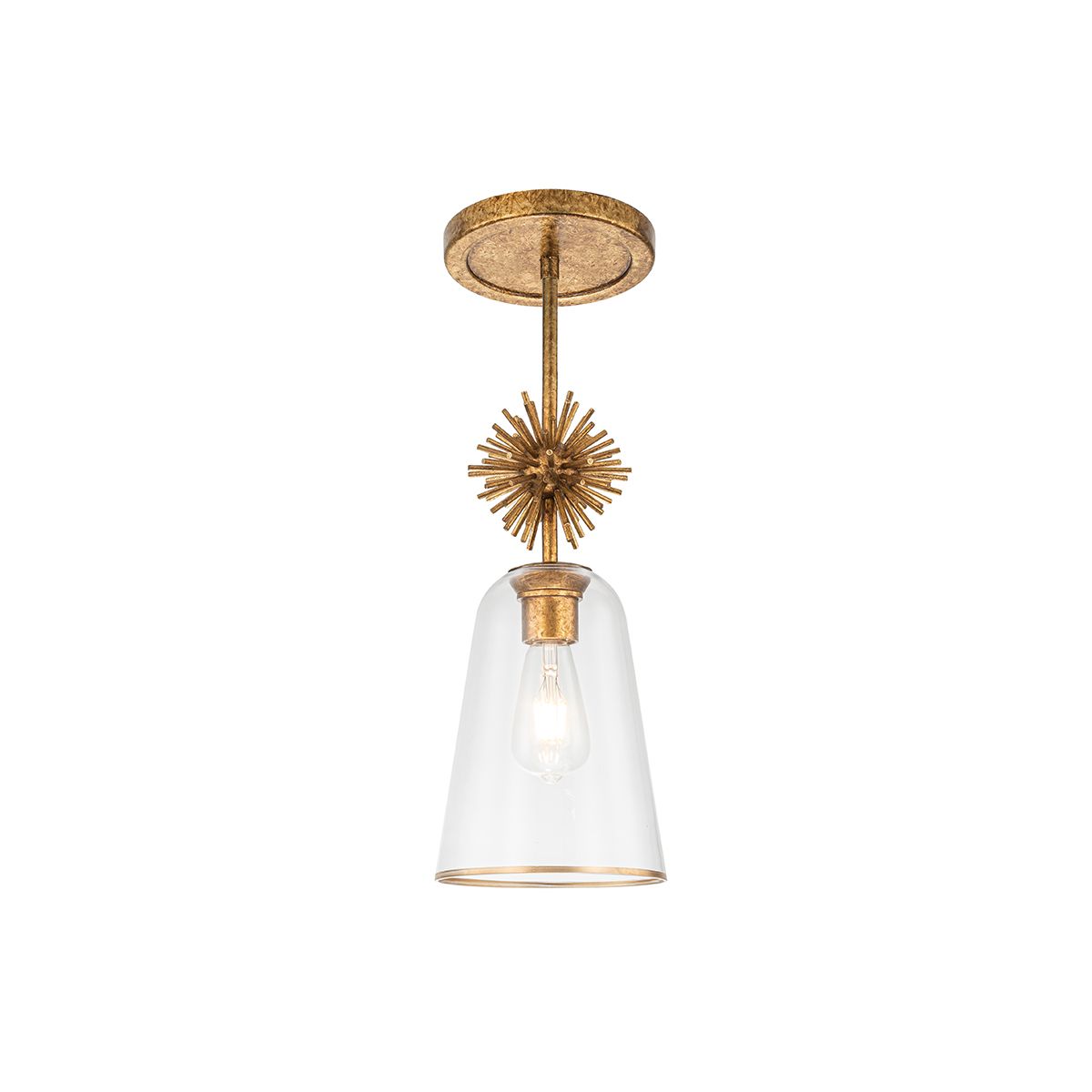 Elstead Staring Gold Pendant with Clear Glass