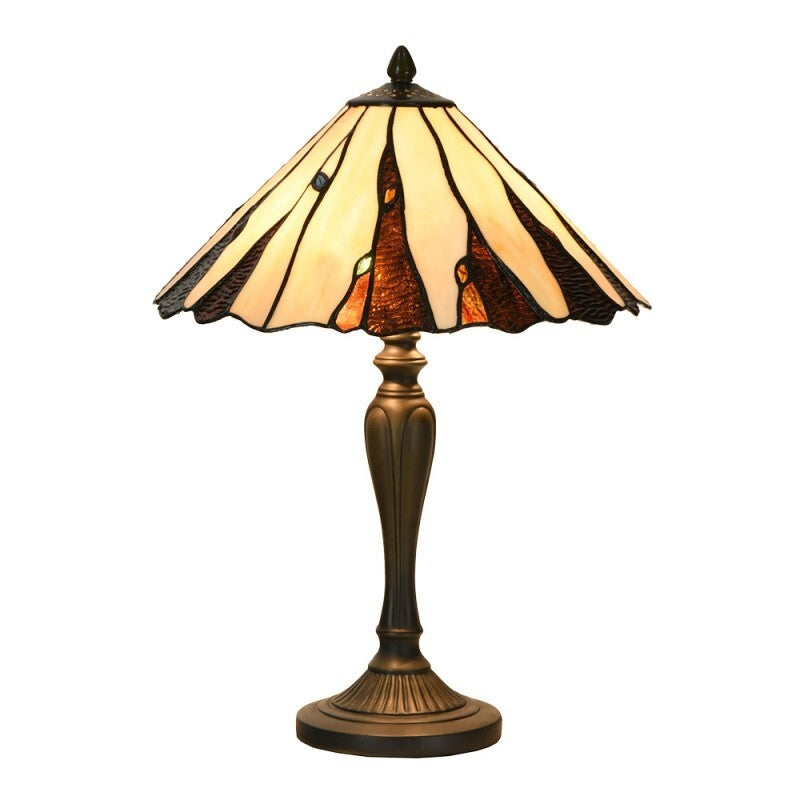 Glengorm Beige and Amber Tiffany Table Lamp - Tiffany Lighting Direct