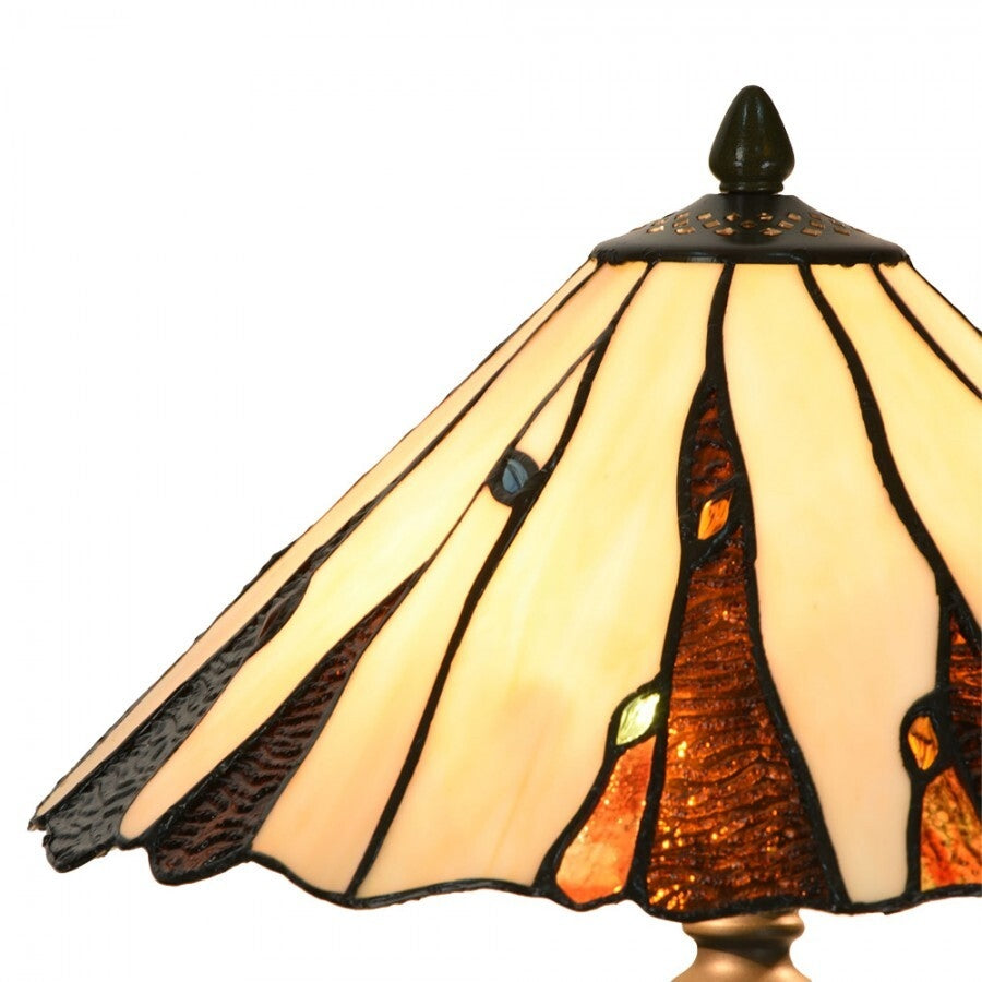 Glengorm Beige and Amber Tiffany Table Lamp - Tiffany Lighting Direct