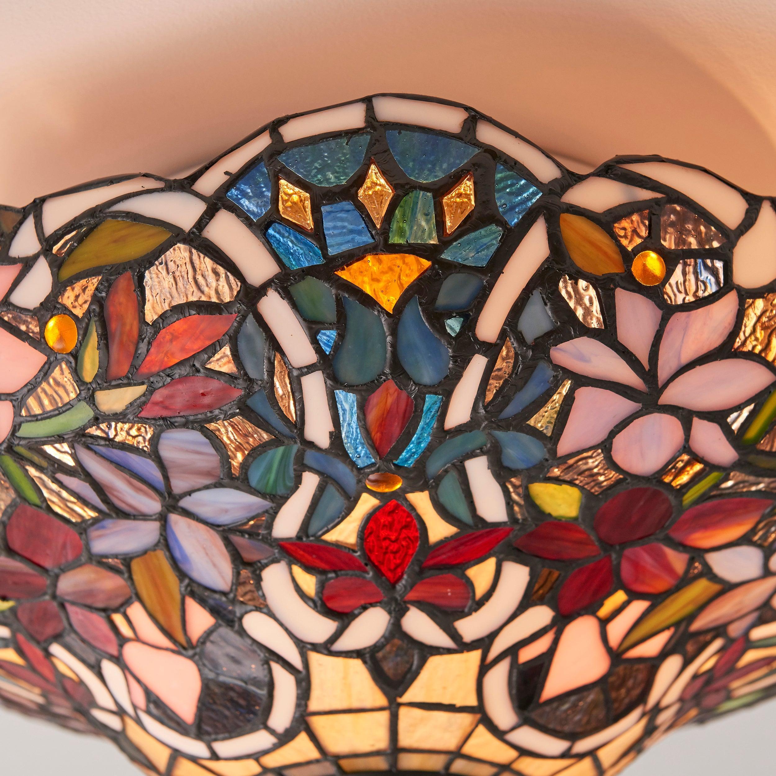 sullivan flush tiffany ceiling light unlit close up image