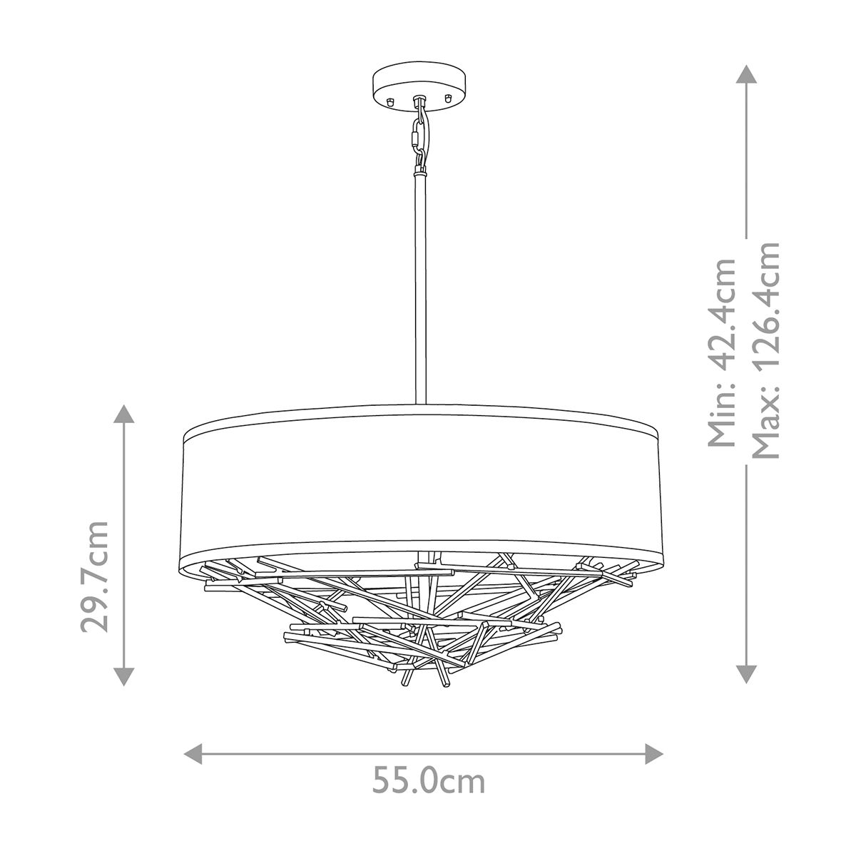 Elstead Taiko 4 Light Bronze Ceiling Pendant - Cream Shade