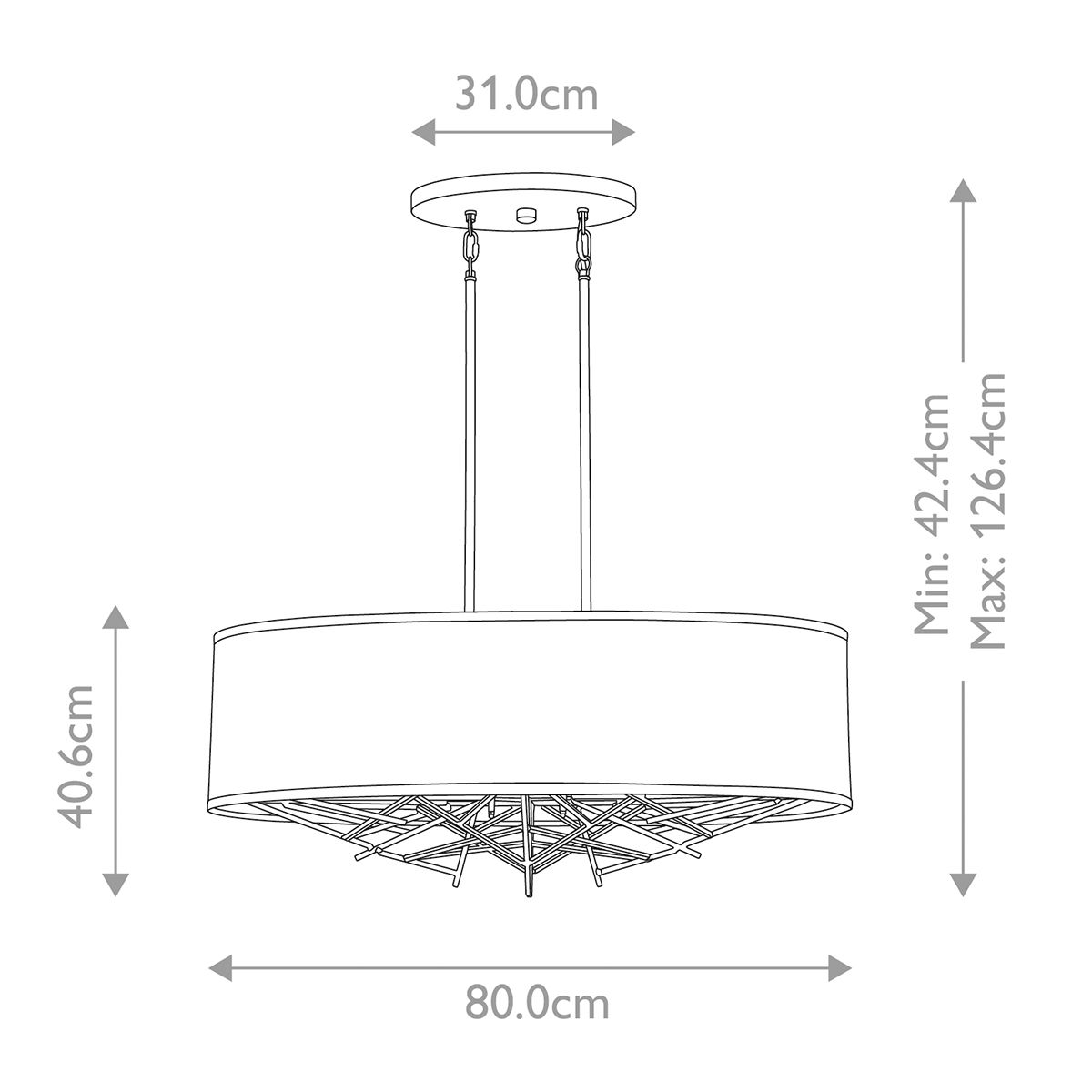 Taiko 5 Light Brass Kitchen Island Pendant