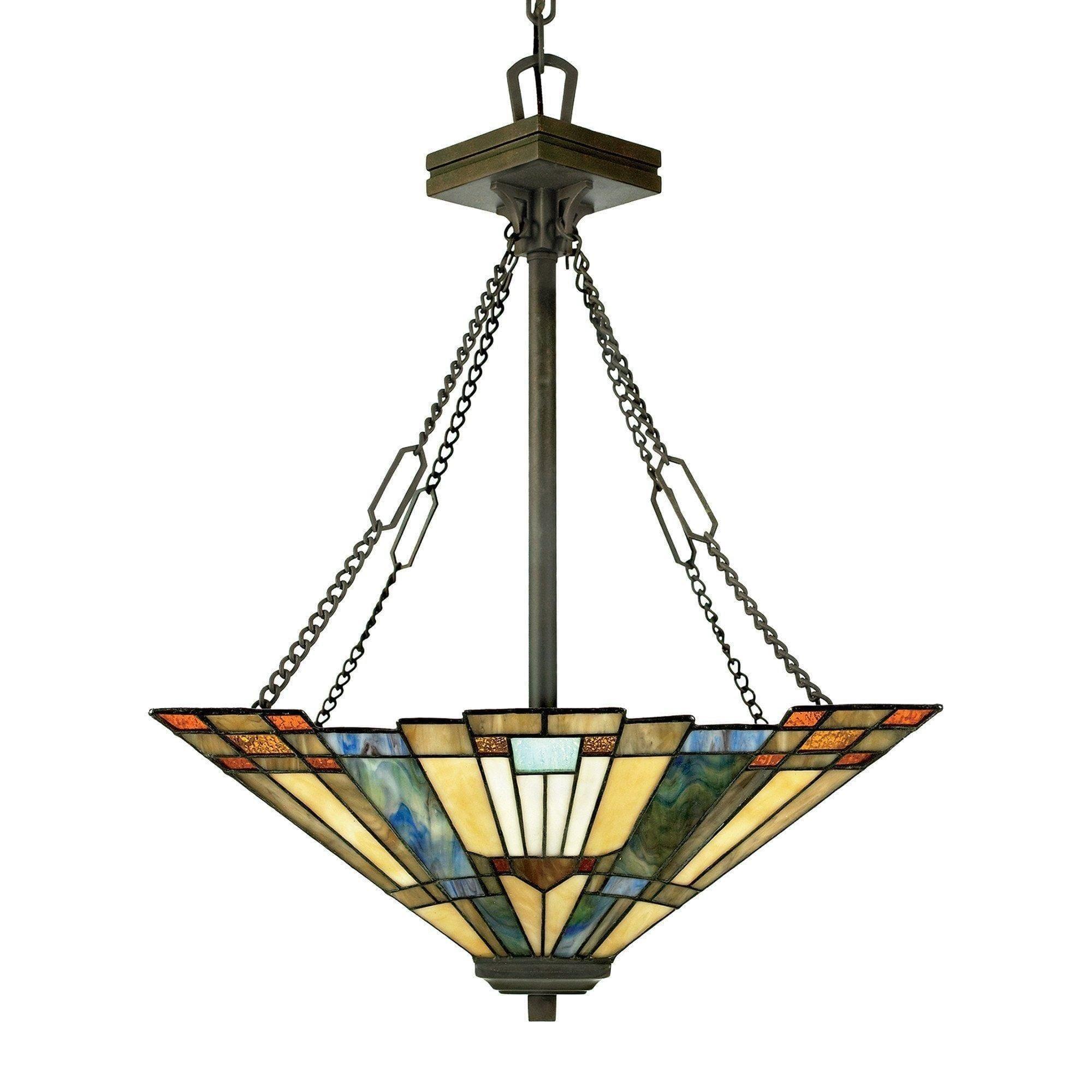 Quoizel Inglenook Inverted Tiffany Ceiling Light-WAREHOUSE-40-260626