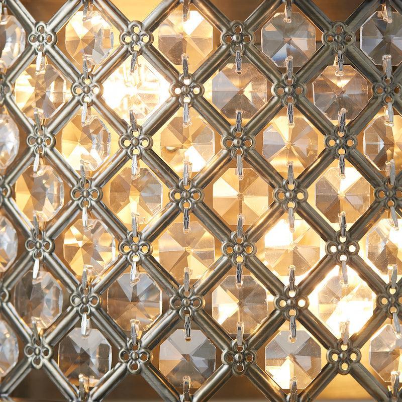 Endon Hudson Antique Brass & Crystal 2 Light Wall Light-OPEN-BOX-50-040626