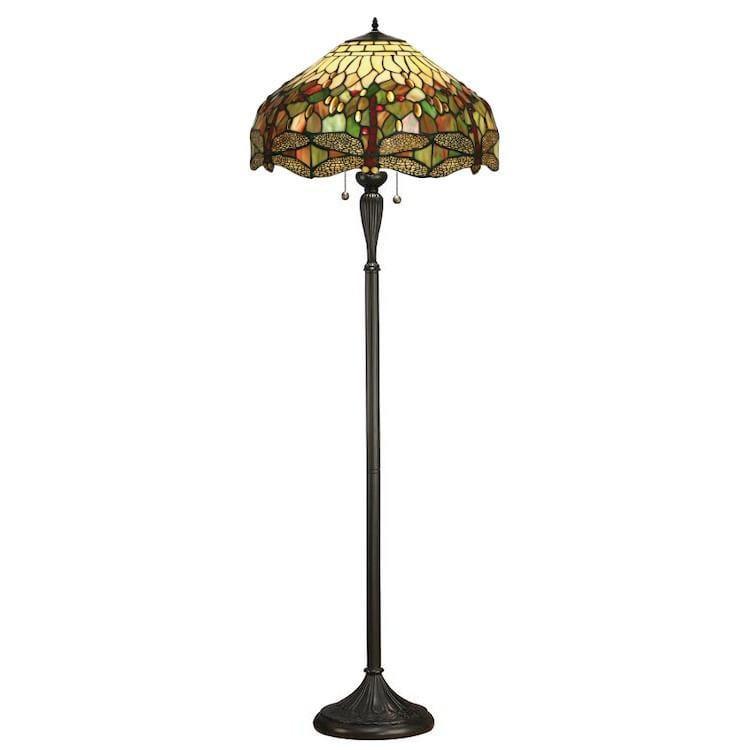 Tiffany-style stained glass floor lamp on a white background