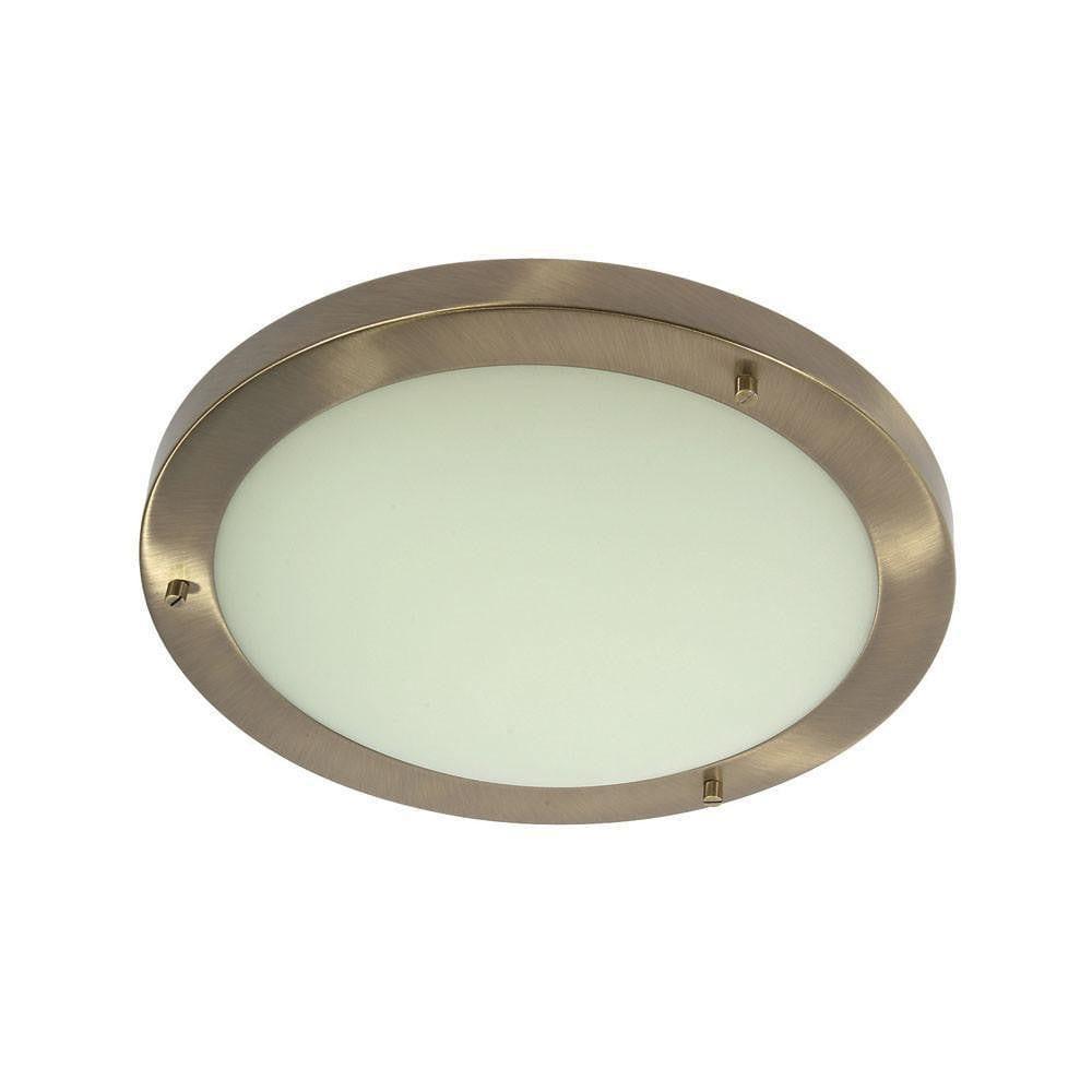 Rondo Antique Brass Large Flush Bathroom Ceiling Light-OPEN-BOX-50-04-09-26