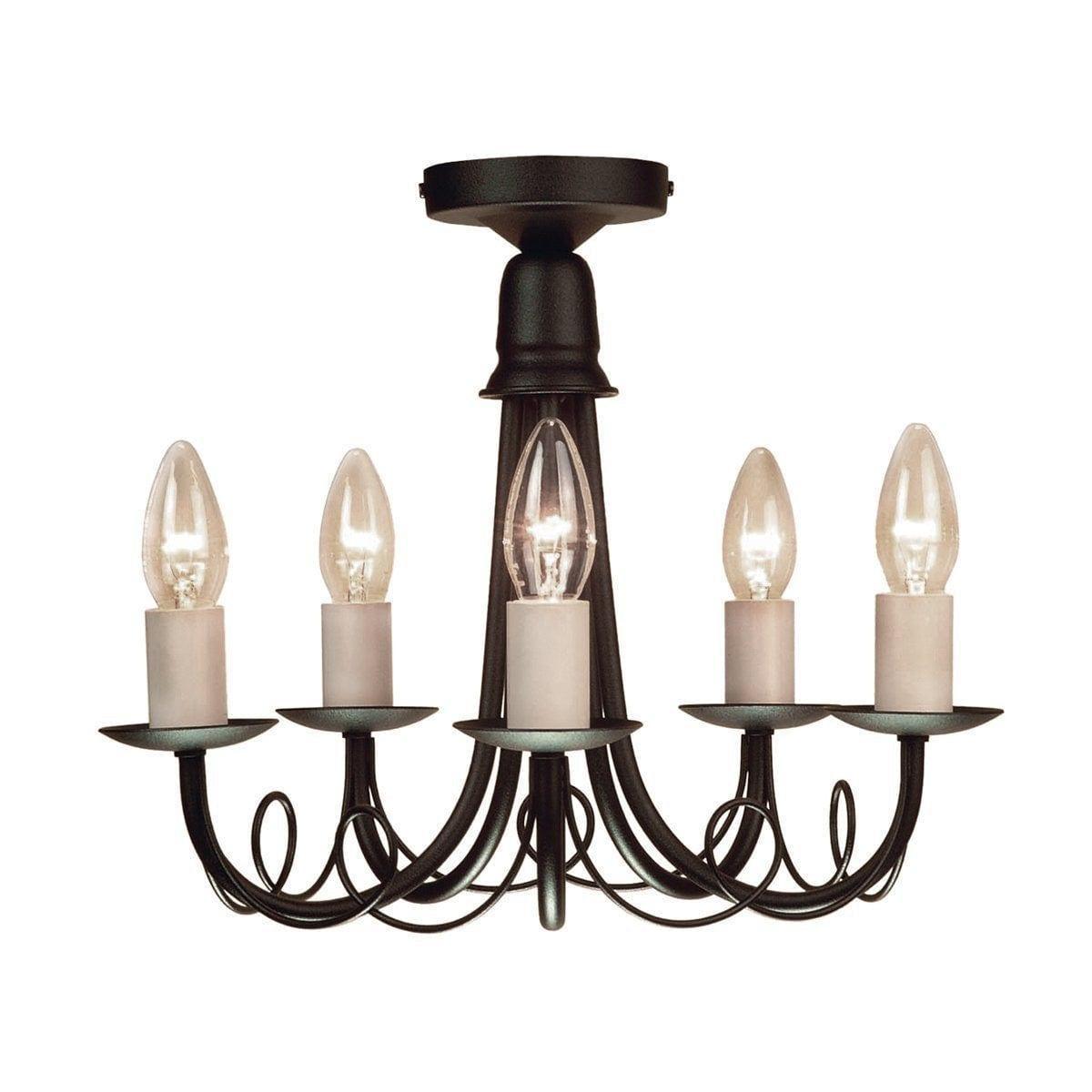 Elstead Minster Black 5 Light Chandelier Ceiling Light-WAREHOUSE-40-130226