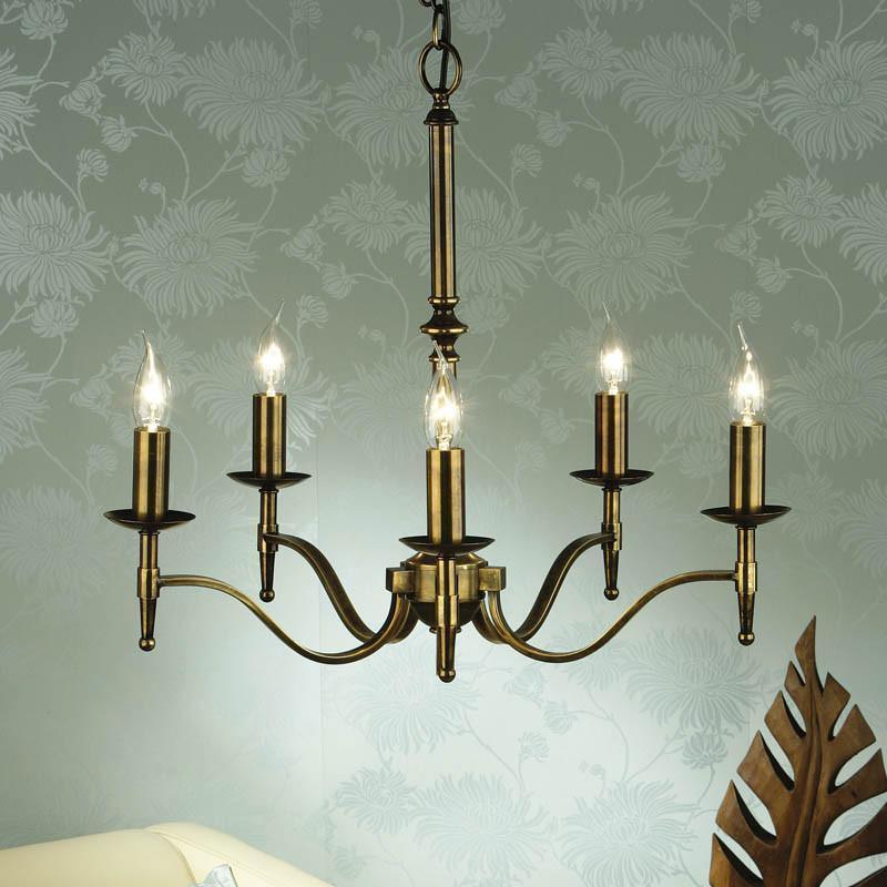 Stanford 5 Light Antique Brass Finish Chandelier-OPEN-BOX-BSL-270826
