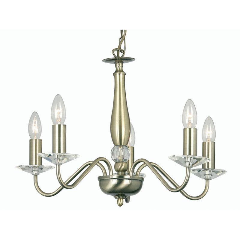 Oaks Vesta 5 Light Antique Brass Chandelier-warehouse-180926