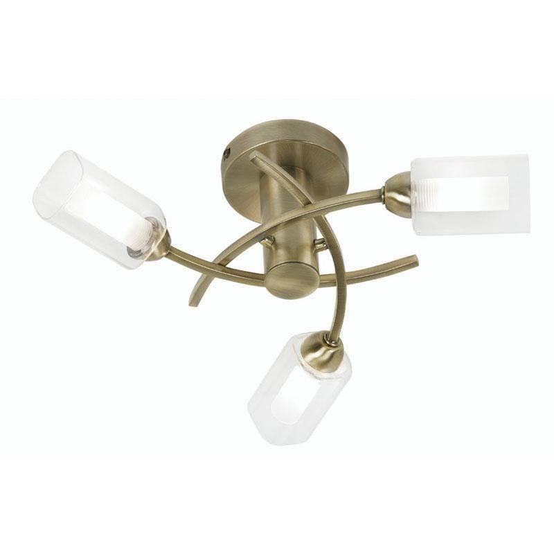 Ofira 3 Light Antique Brass Flush Ceiling Light-WAREHOUSE-40-100226