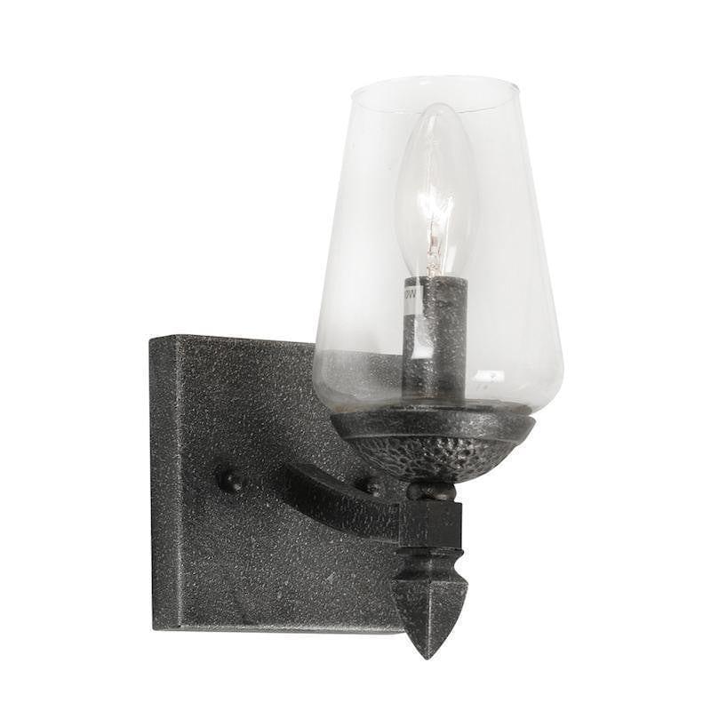 Oaks Corfe 1 Light Silver Brushed Black Wall Light-WAREHOUSE-40-240626