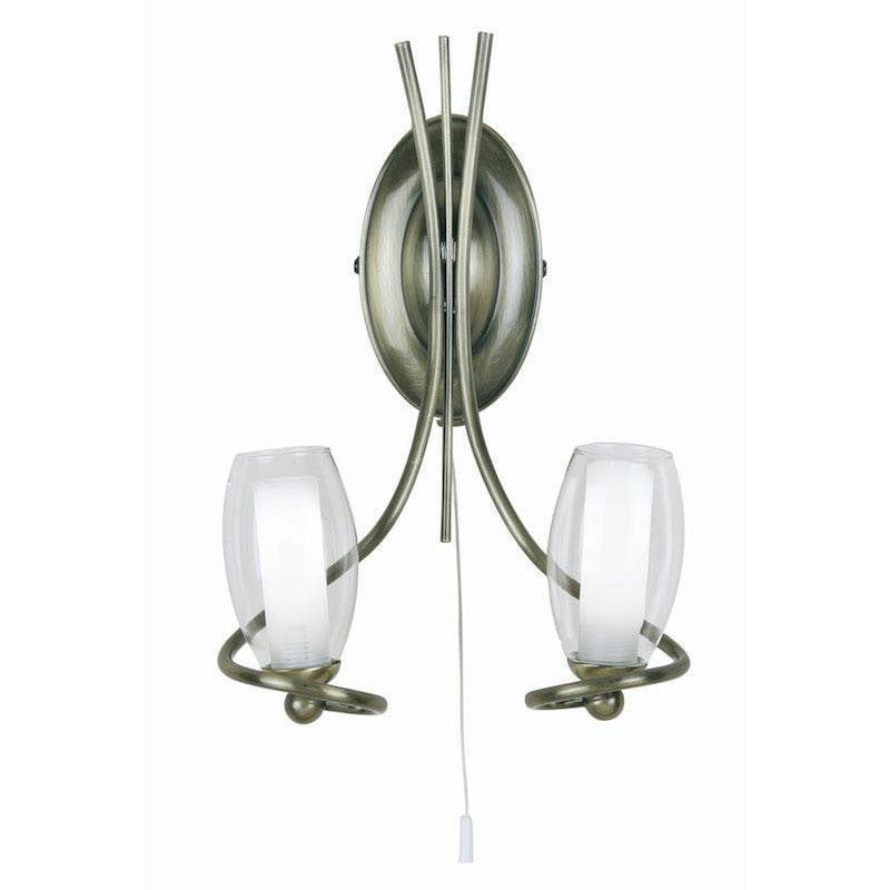 Nino 2 Light Antique Brass Wall Light-clearance