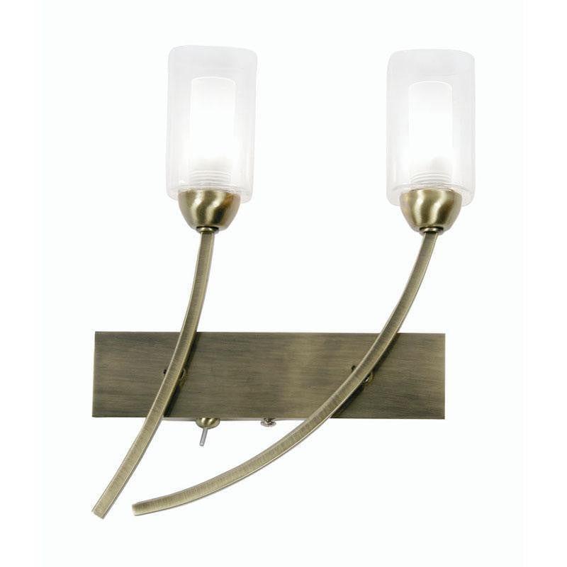 Oaks Ofira 2 Light Antique Brass Wall Light-clearance