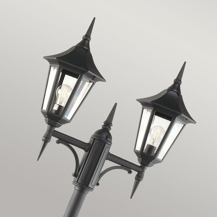 Elstead Valencia Black Outdoor Twin Arm Lamp Post
