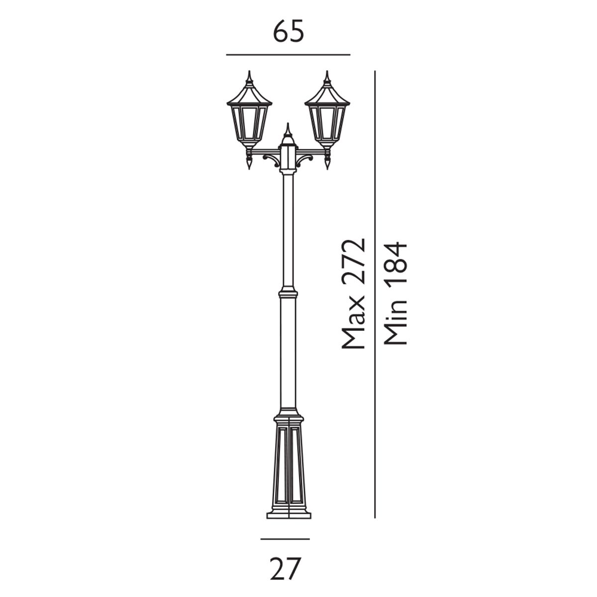 Elstead Valencia Black Outdoor Twin Arm Lamp Post
