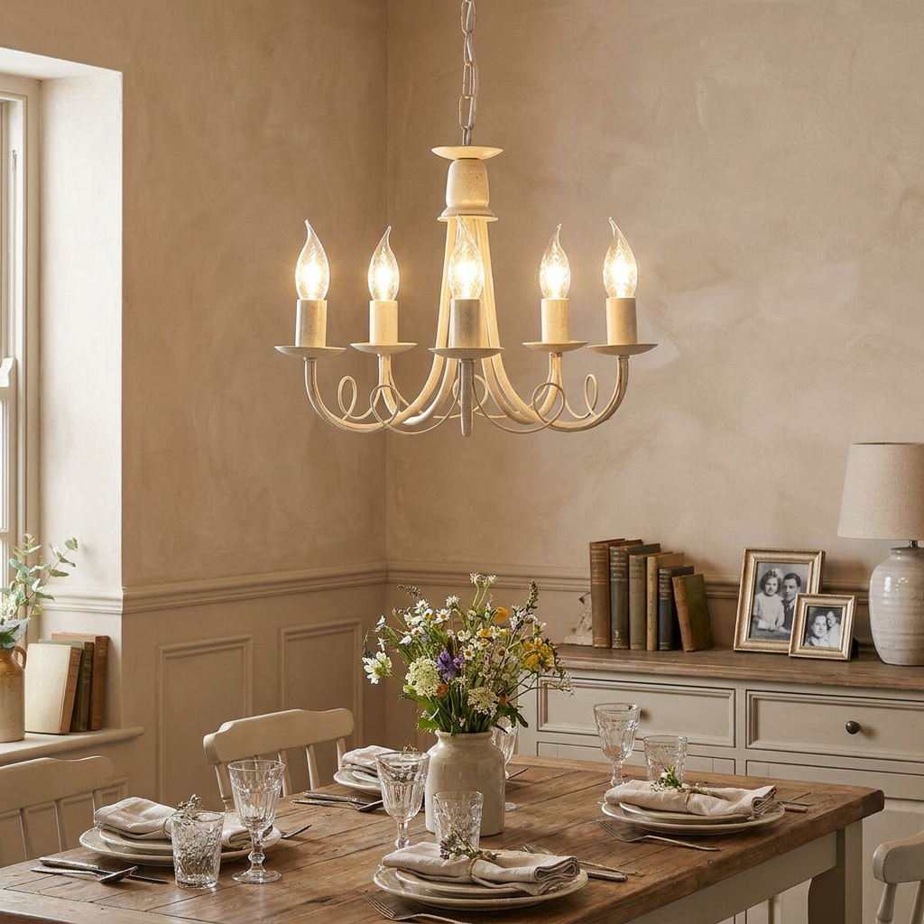 Elstead Minster Ivory & Gold 5 Light Chandelier-OPEN-BOX-50-260626 — alternate view