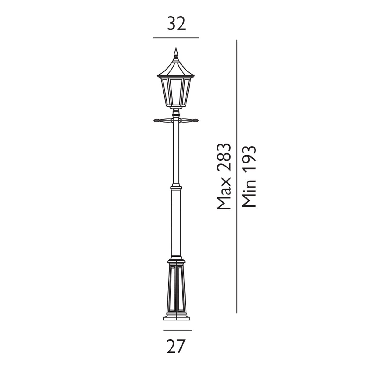 Elstead Valencia Grande Black Outdoor Single Arm Lamp Post