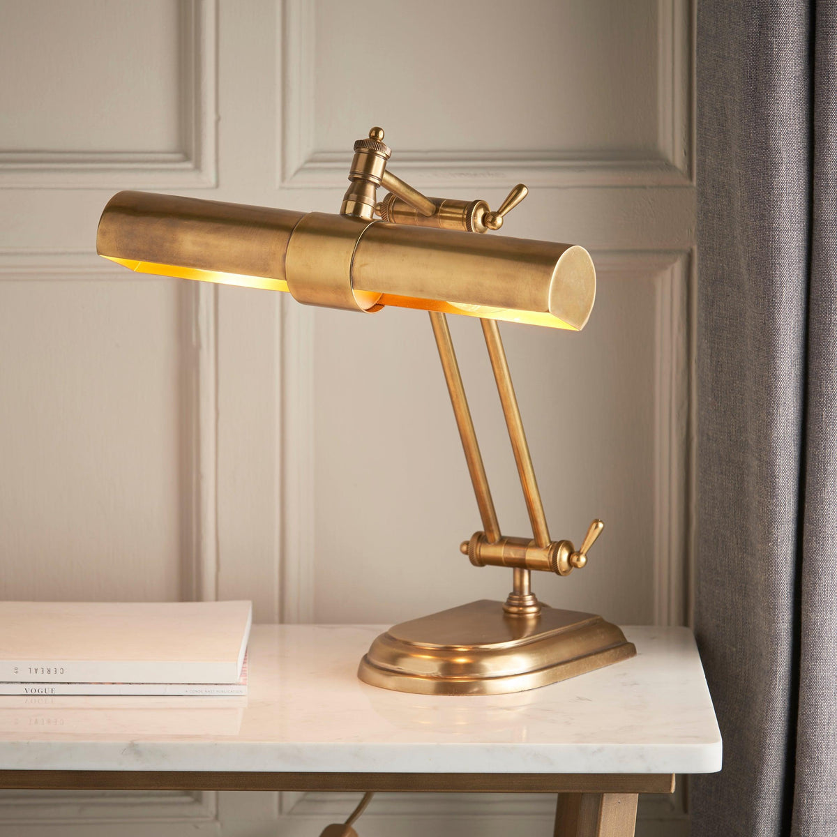 Interiors 1900 Winchester Mellow Brass Bankers Lamp-OB-180926