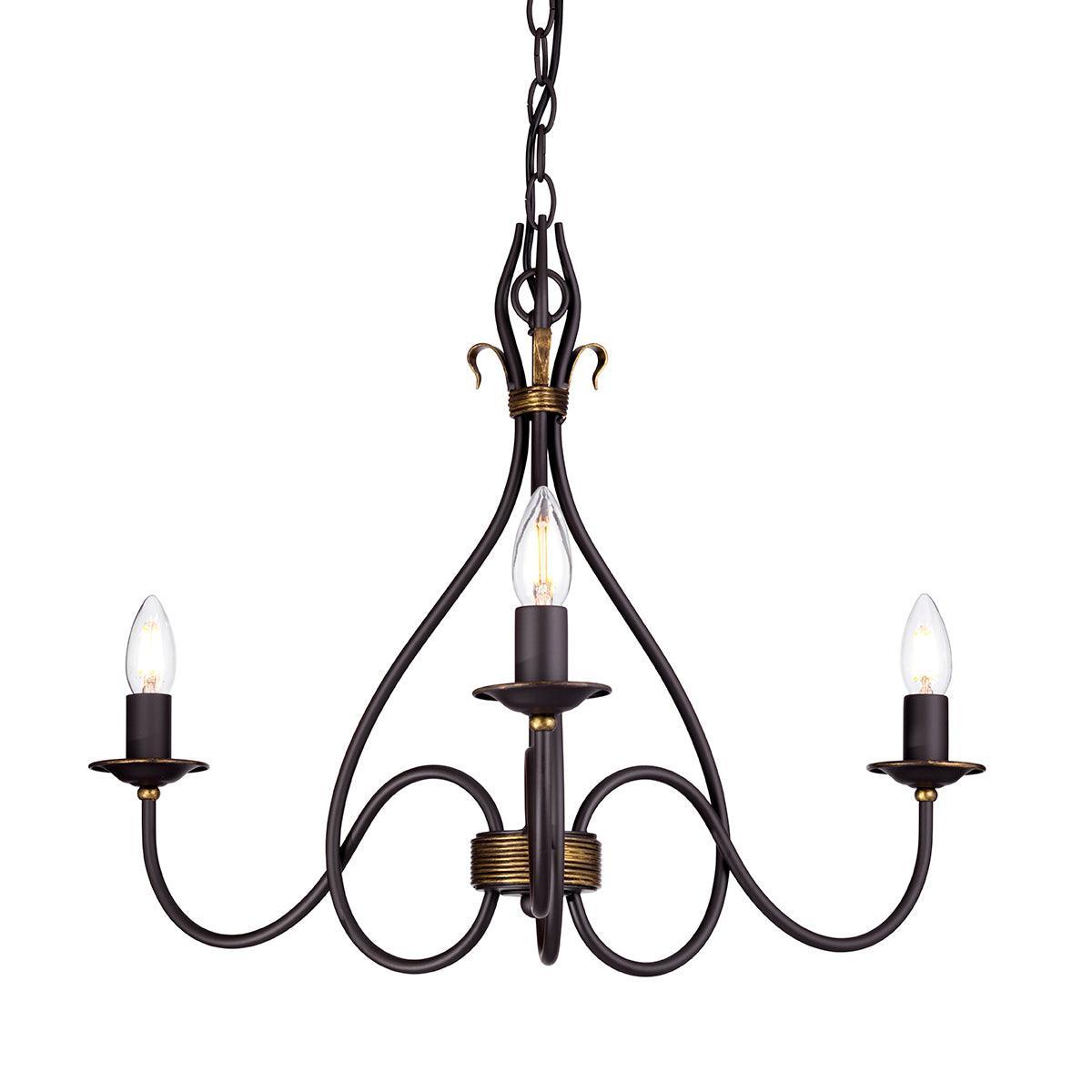 Elstead Lighting Windermere 3 Light Rust & Gold Chandelier-Elstead Lighting-1-Tiffany Lighting Direct