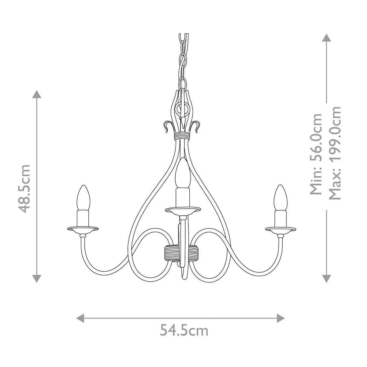 Elstead Lighting Windermere 3 Light Rust & Gold Chandelier-warehouse-180926
