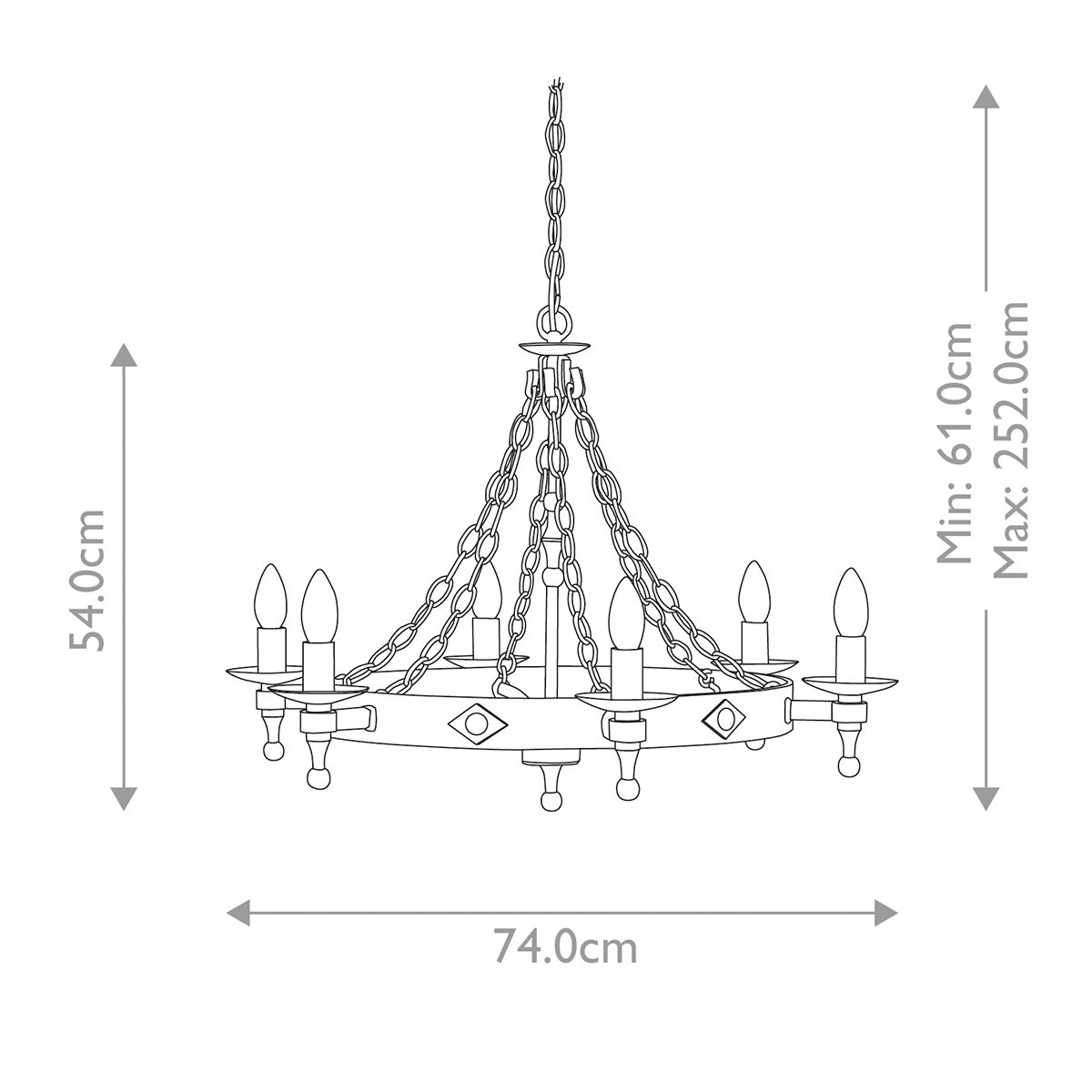Elstead Warwick Graphite 6 Light Chandelier