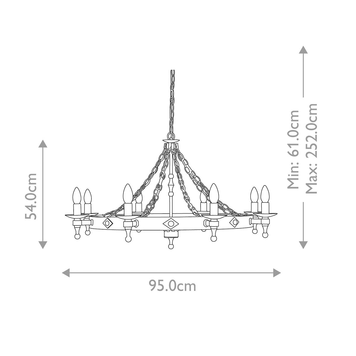 Elstead Warwick 8 Light Graphite/Black Chandelier