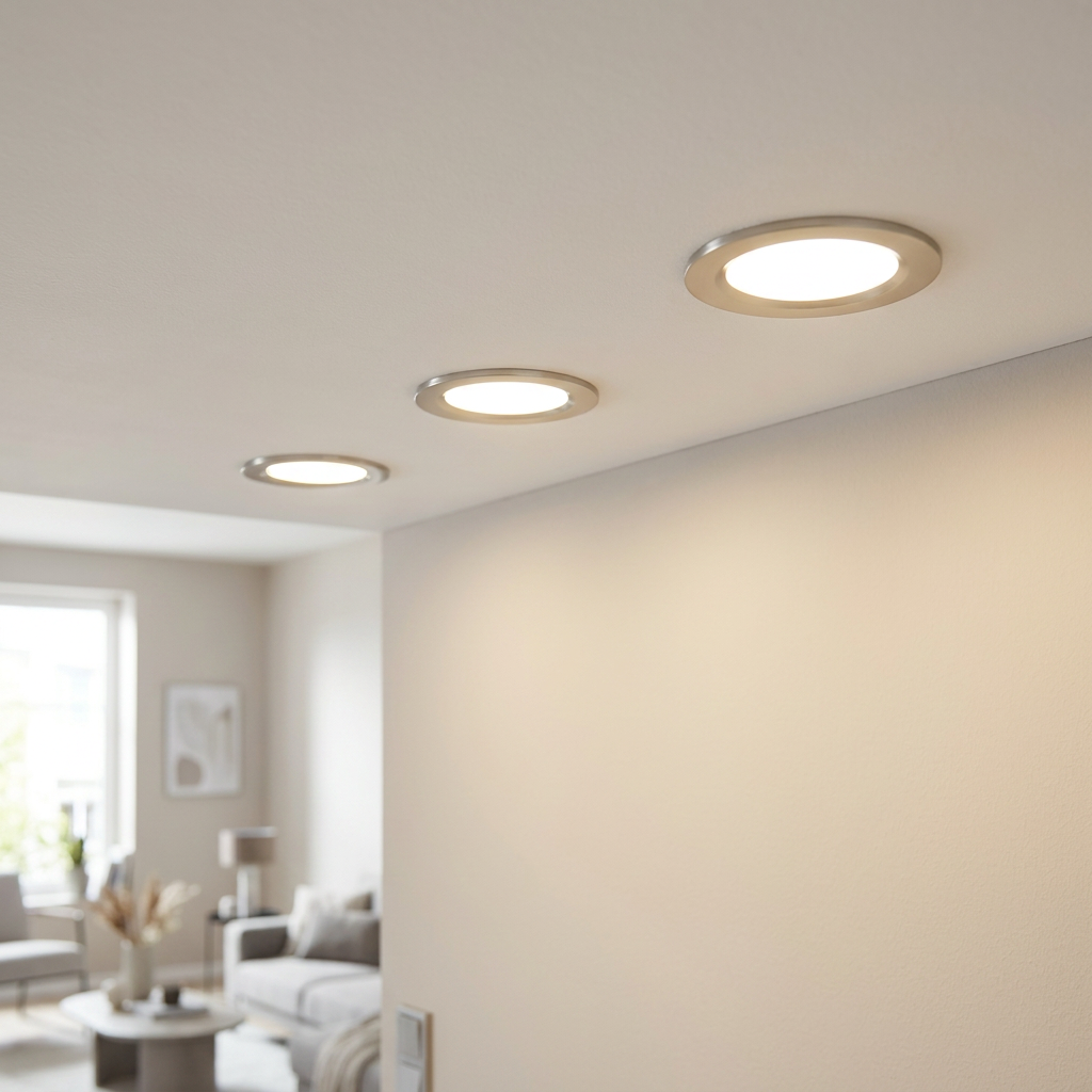Eglo Fueva 5 Nickel LED Recessed Ceiling Light - 11.7cm by Eglo Lighting — suits kitchens, living rooms & bedrooms