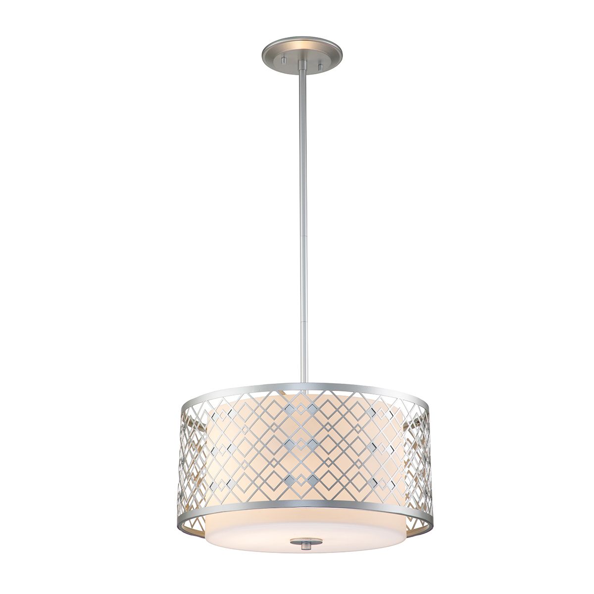 Ziggy Lacquered Silver Medium Ceiling Pendant Light By Elstead Lighting ZIGGY-2P-M-LS