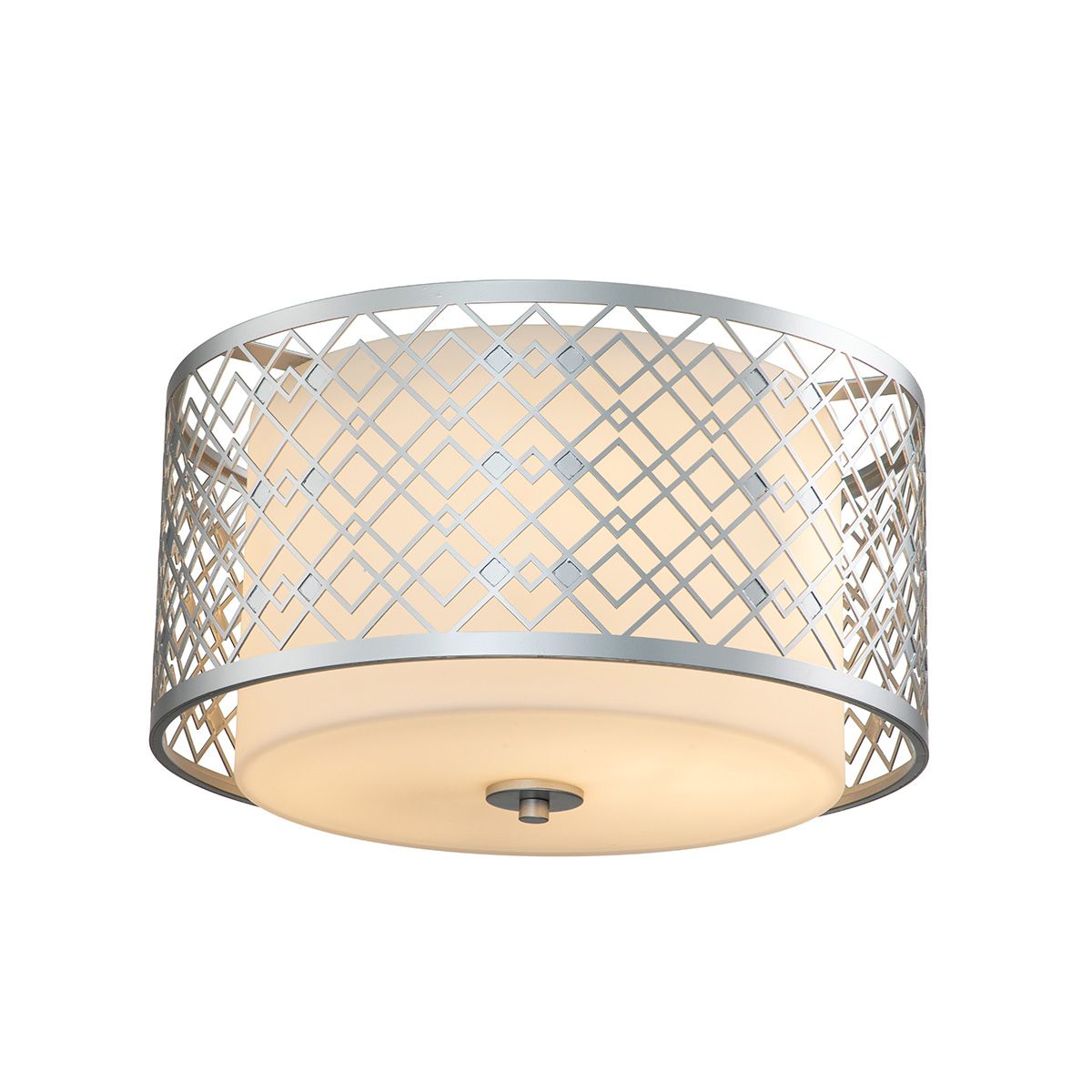 Ziggy Lacquered Silver Flush Ceiling Light
