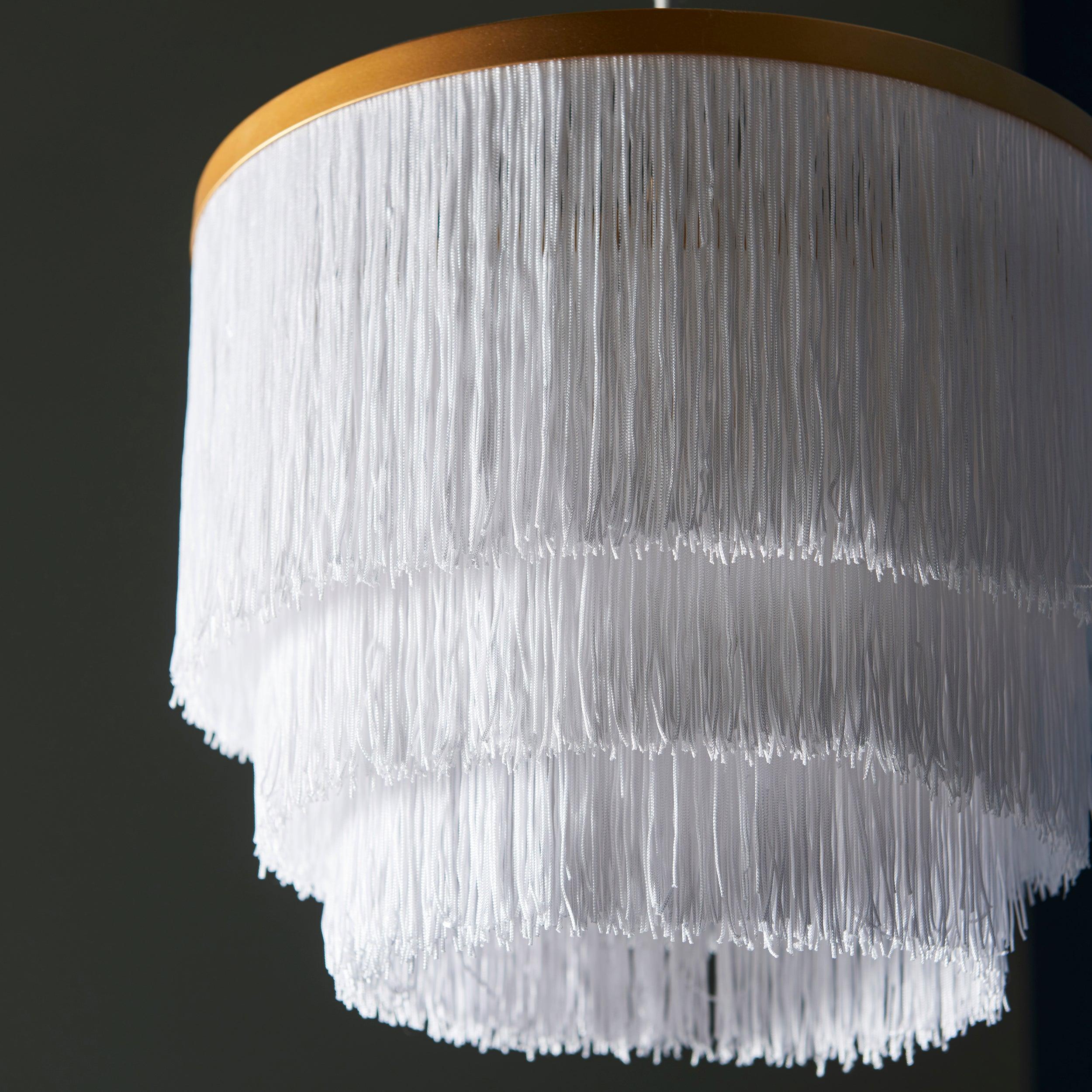 Illinois Large Gold Art Deco White Fringe Pendant-Ceiling Pendant Lights-Living Lights-6-Tiffany Lighting Direct