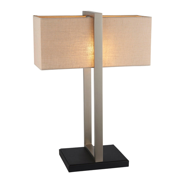 Produr Modern Nickel Table Lamp - Black Base & Linen Shade-Living Lights-Living-Room-Tiffany Lighting Direct-[image-position]