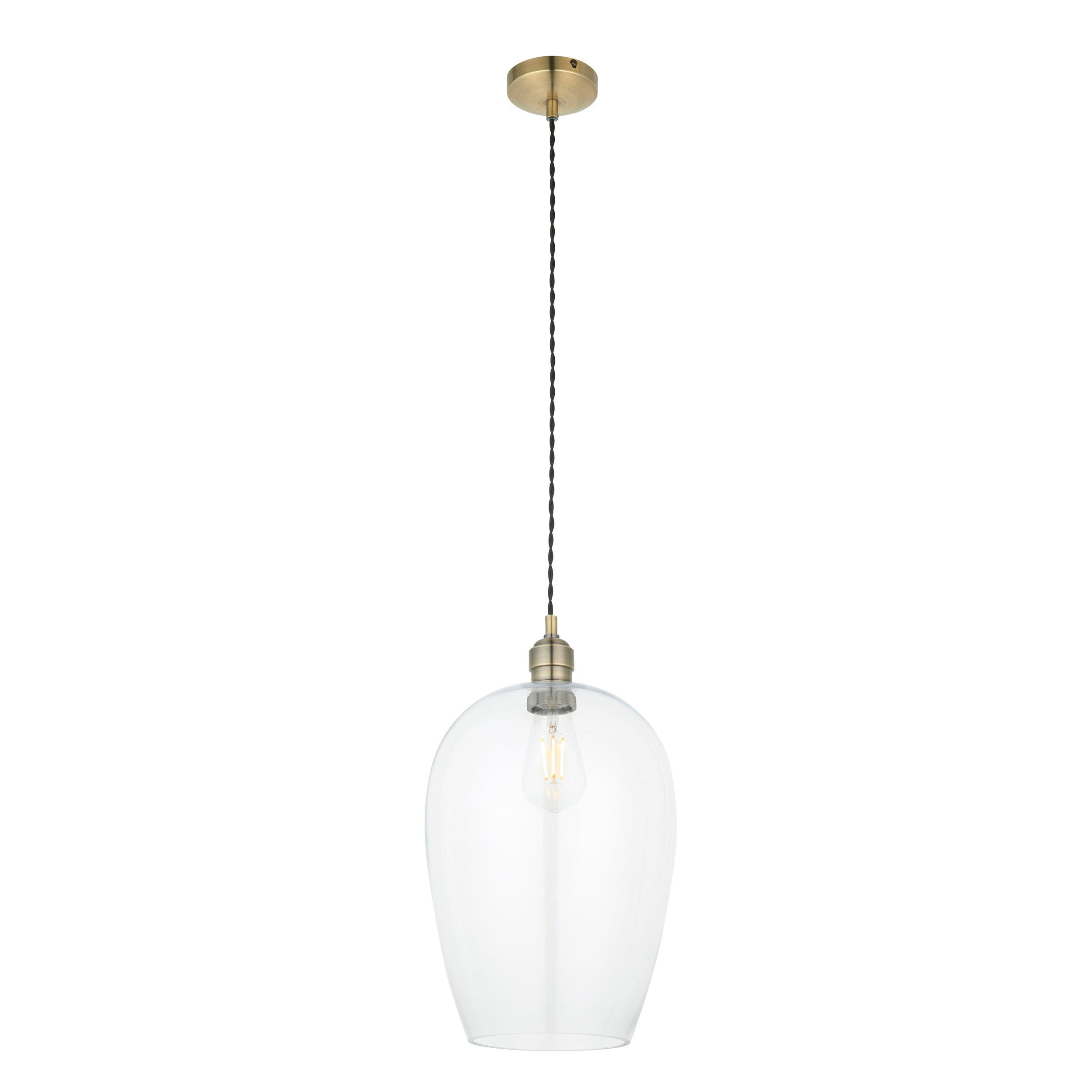 Island Large Brass & Glass Shade Art Deco Ceiling Pendant-Ceiling Pendant Lights-Living Lights-8-Tiffany Lighting Direct