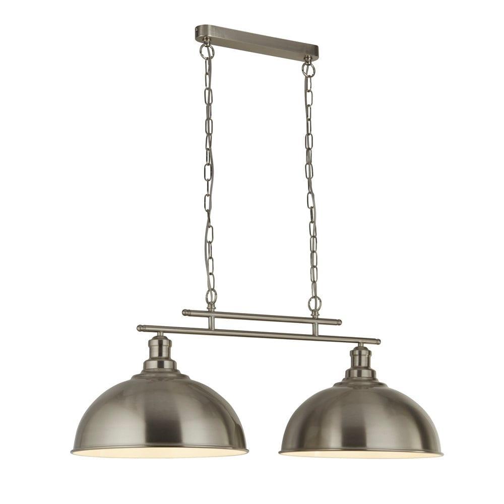 Fusion 2 Light Ceiling Bar Satin Silver & Silver Shades-Ceiling Pendant Lights-1-Tiffany Lighting Direct
