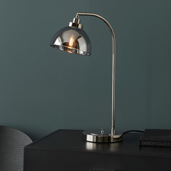 Caspa Nickel & Smoked Mirror Glass Shade Task Table Lamp-Endon Lighting-Living-Room-Tiffany Lighting Direct-[image-position]