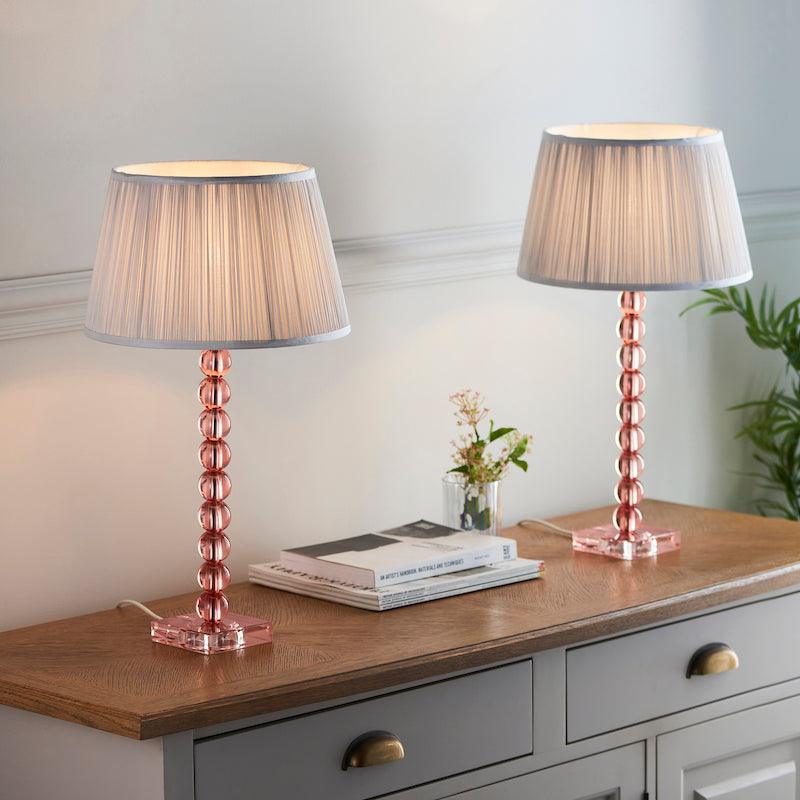 Endon Adelie Pink Crystal Glass Table Lamp With Silver Shade 4