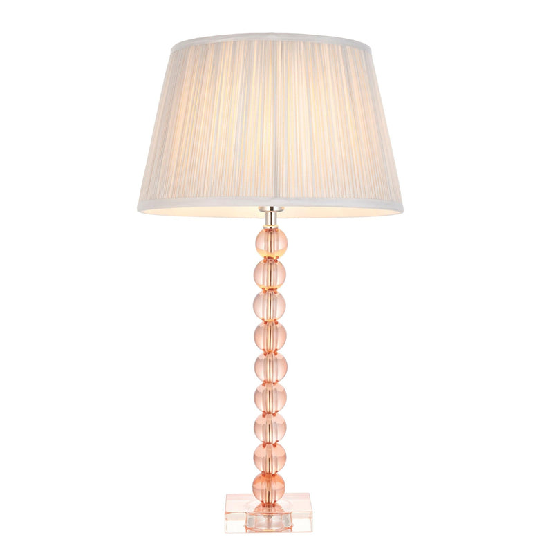 Endon Adelie Pink Crystal Glass Table Lamp With Silver Shade 1