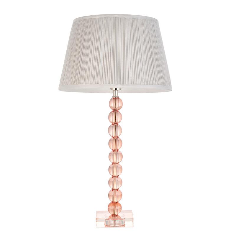 Endon Adelie Pink Crystal Glass Table Lamp With Silver Shade 10