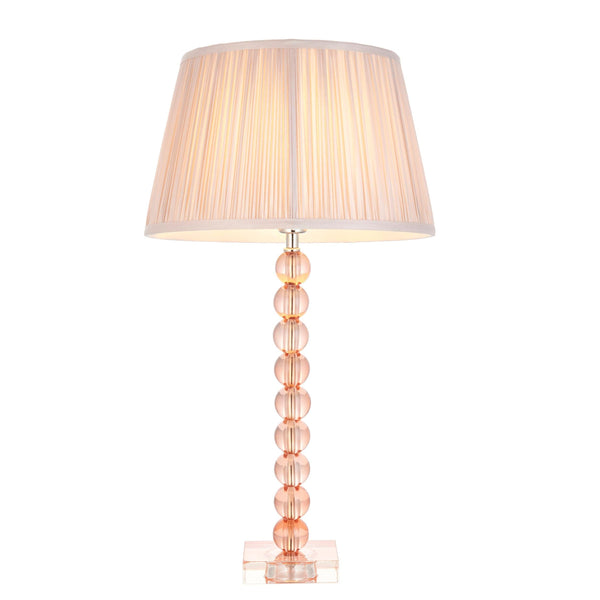 Endon Adelie Pink Crystal Glass Table Lamp With Pink Shade 1