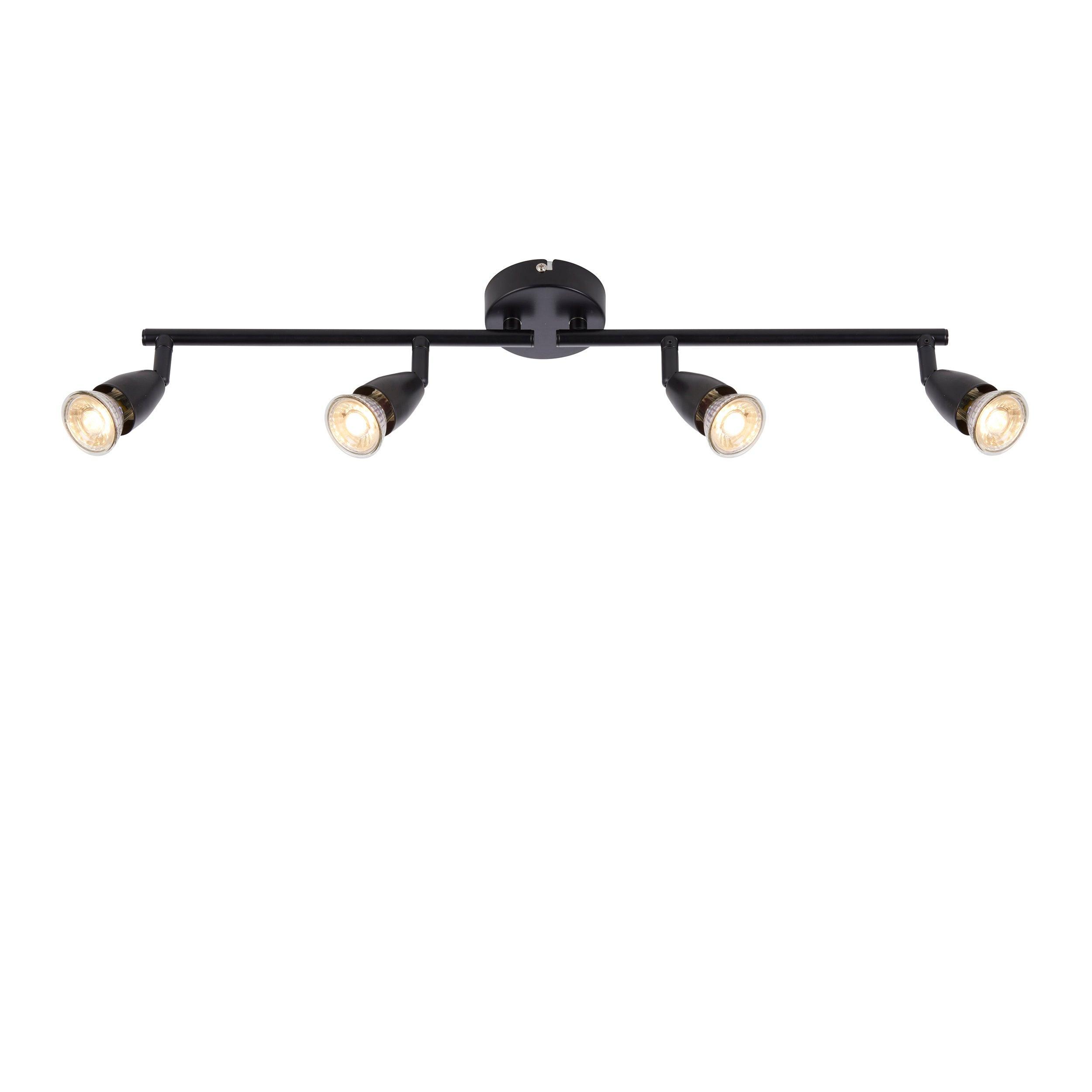 amalfi 4 light black bar spotlight 35w adjustableby saxby lighting