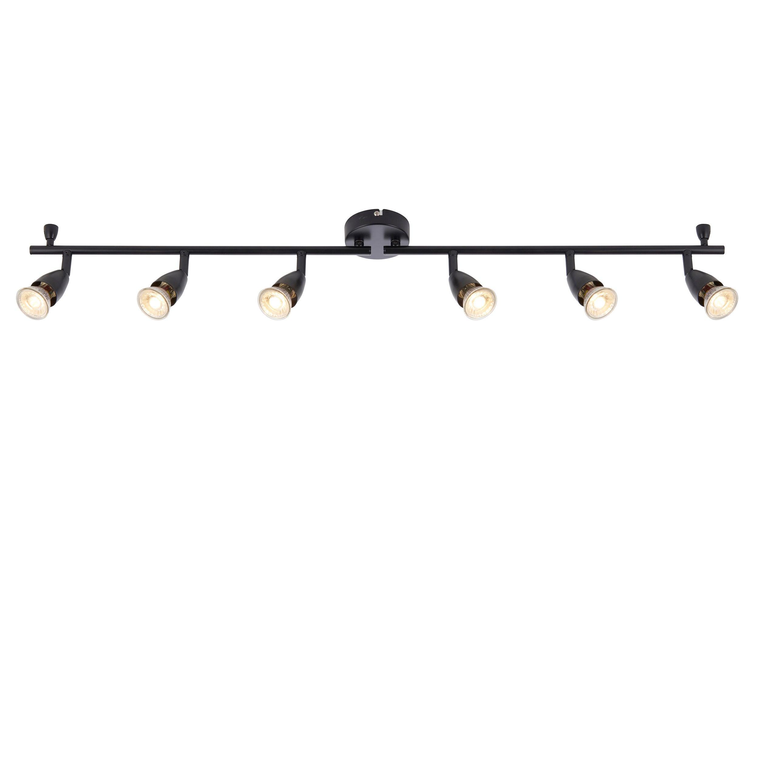 amalfi 6 light black adjustable spotlight bar 35wby saxby lighting