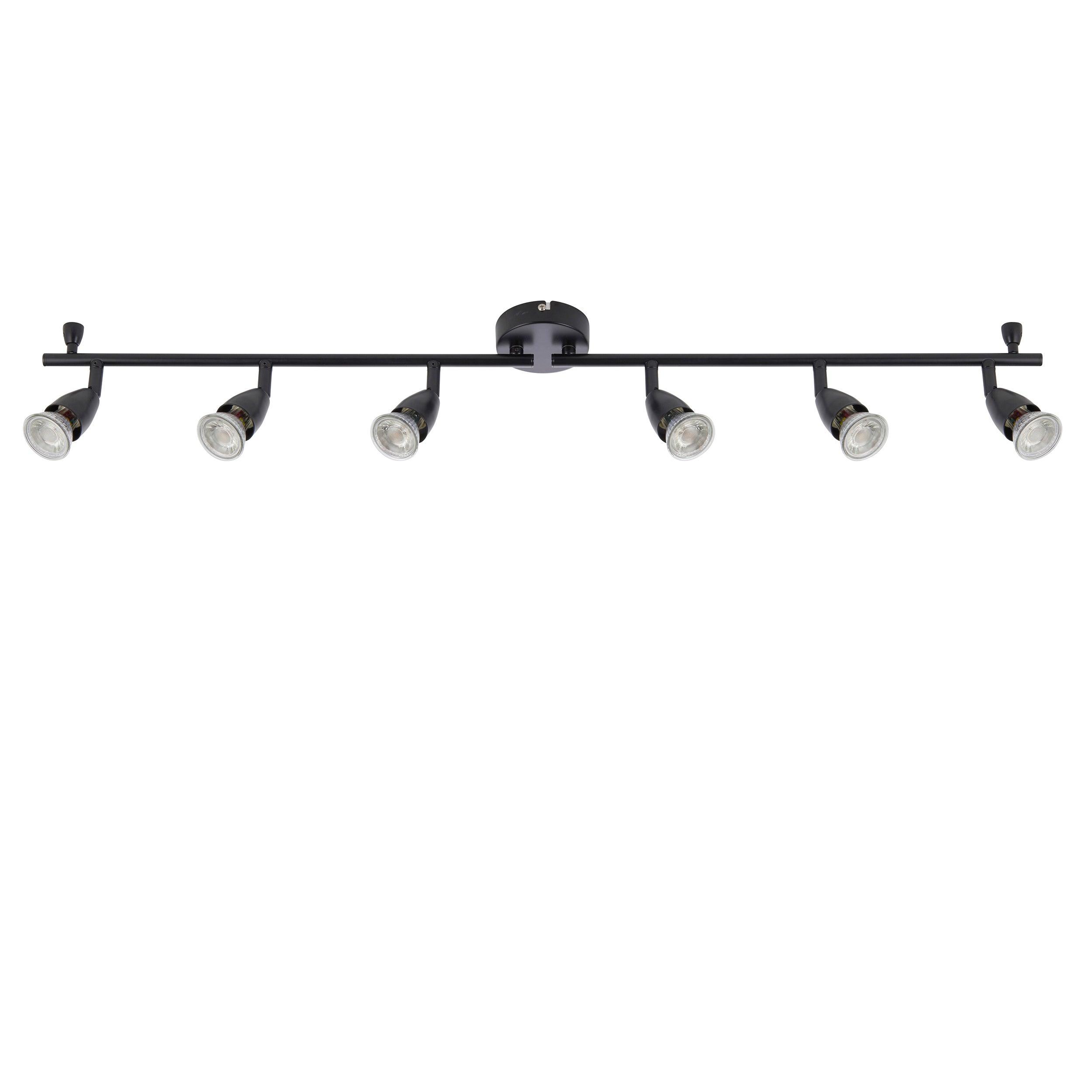 amalfi 6 light black adjustable spotlight bar 35wby Saxby Lighting, close up image