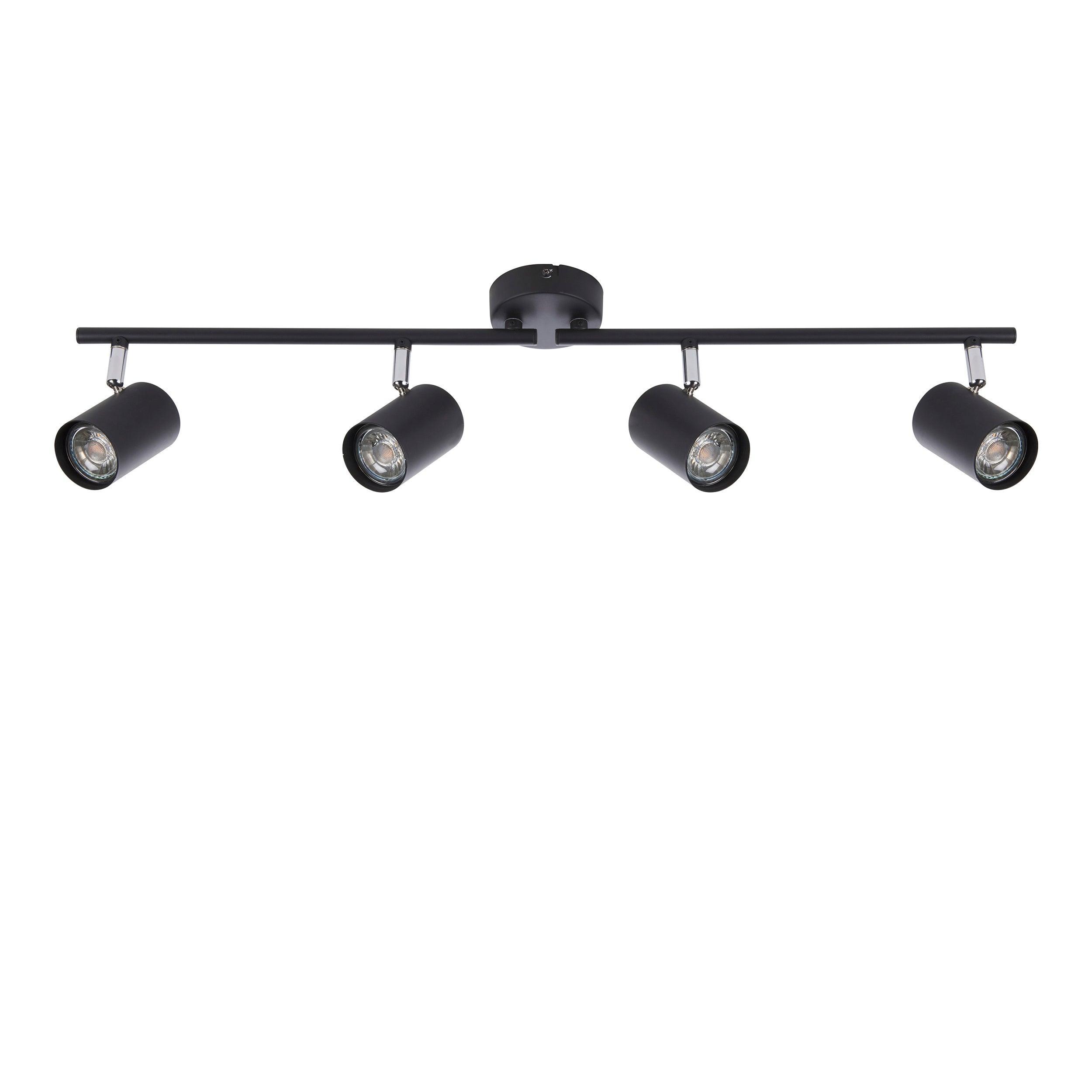 arezzo 4 light black bar spotlight 35wby Saxby Lighting, close up image