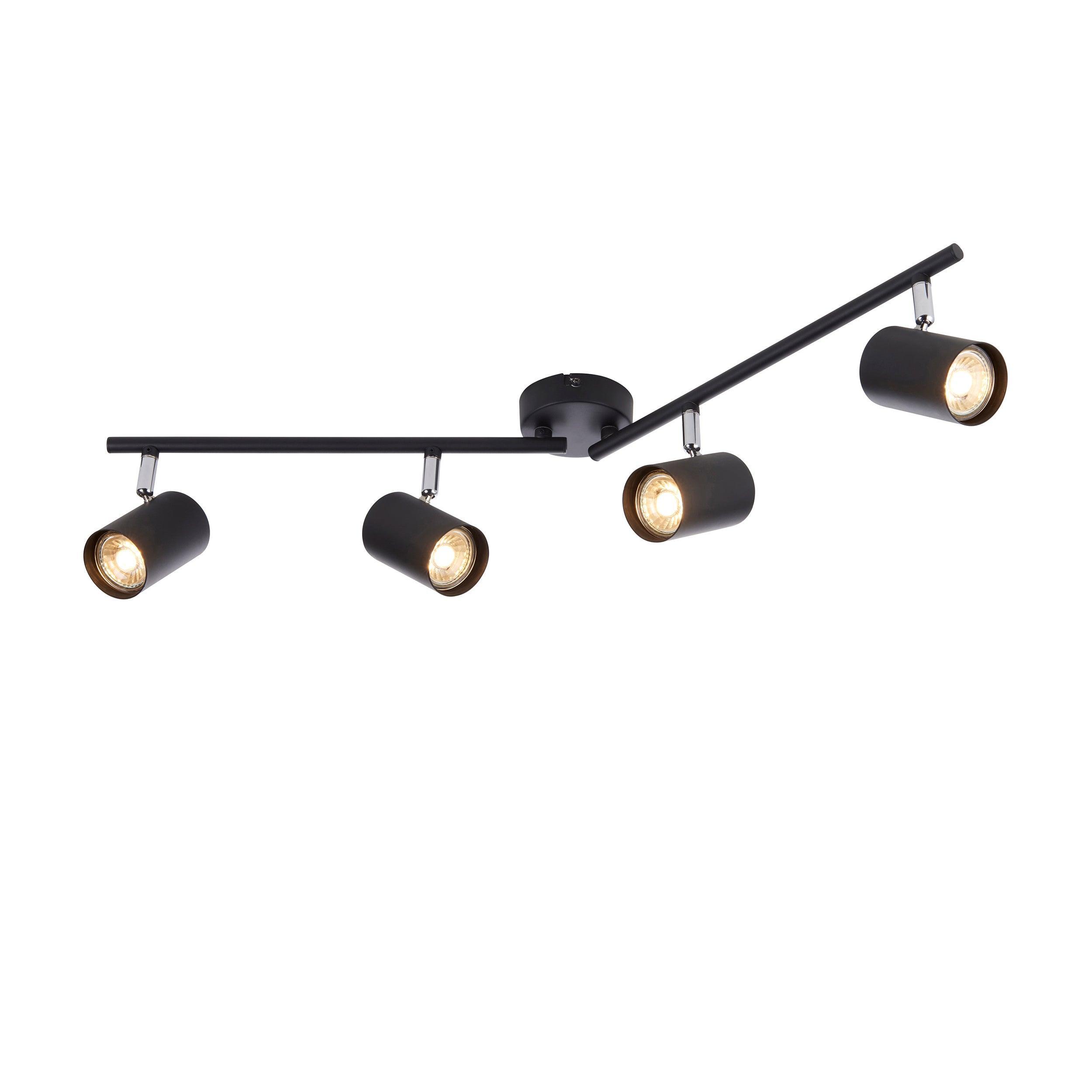 arezzo 4 light black bar spotlight 35w by saxby lighting, close up image 274